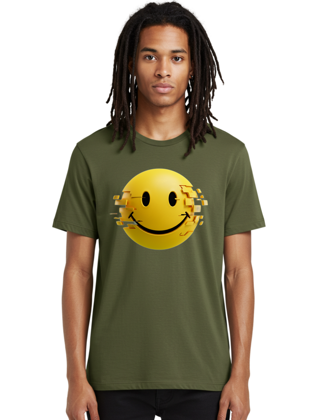 Glitch-Smiley-Face Men'S Graphic Tee, 100% Cotton, Comfortable Casual Summer Wear, Machine Washable, Vintage Camera, Old Camera, Antique Camera, Black Camera, Classic Photography, Photography Equipment, Nostalgic Device, Film Camera, Bak694