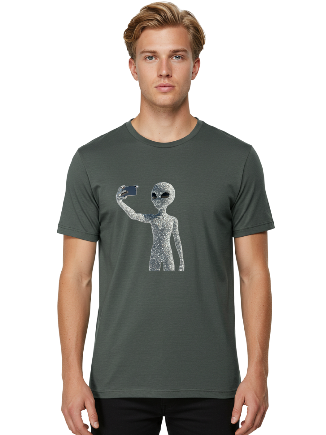 Glittery-Alien Men'S Graphic Tee, 100% Cotton, Comfortable Casual Summer Wear, Machine Washable, Vintage Camera, Old Camera, Antique Camera, Black Camera, Classic Photography, Photography Equipment, Nostalgic Device, Film Camera, Camera Art Bak698