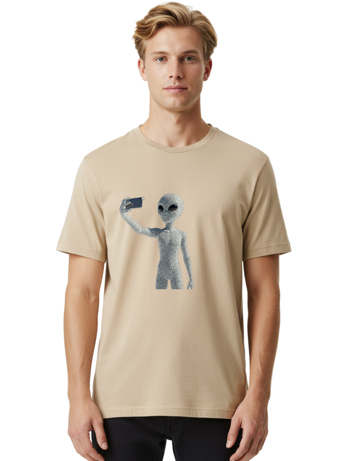 Glittery-Alien Men'S Graphic Tee, 100% Cotton, Comfortable Casual Summer Wear, Machine Washable, Vintage Camera, Old Camera, Antique Camera, Black Camera, Classic Photography, Photography Equipment, Nostalgic Device, Film Camera, Camera Art Bak698