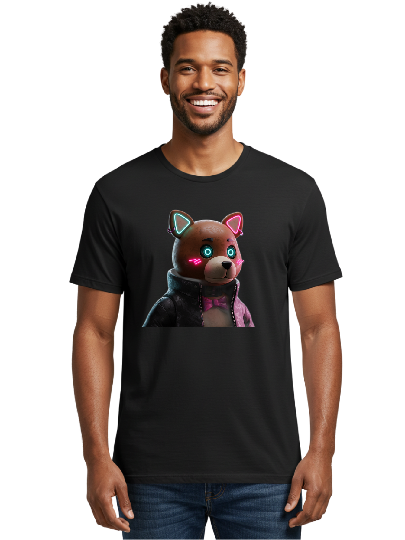 Glowing-Eyes-Bear Men'S Graphic Tee, 100% Cotton, Comfortable Casual Summer Wear, Machine Washable, Vintage Camera, Old Camera, Antique Camera, Black Camera, Classic Photography, Photography Equipment, Nostalgic Device, Film Camera, Camera Art Bak701