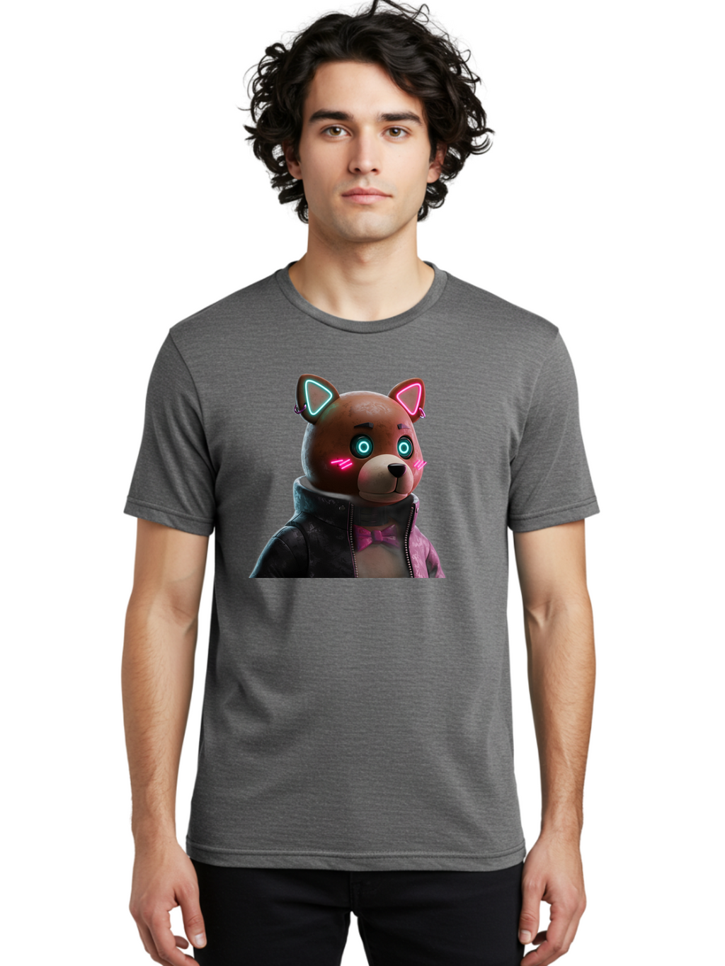 Glowing-Eyes-Bear Men'S Graphic Tee, 100% Cotton, Comfortable Casual Summer Wear, Machine Washable, Vintage Camera, Old Camera, Antique Camera, Black Camera, Classic Photography, Photography Equipment, Nostalgic Device, Film Camera, Camera Art Bak701