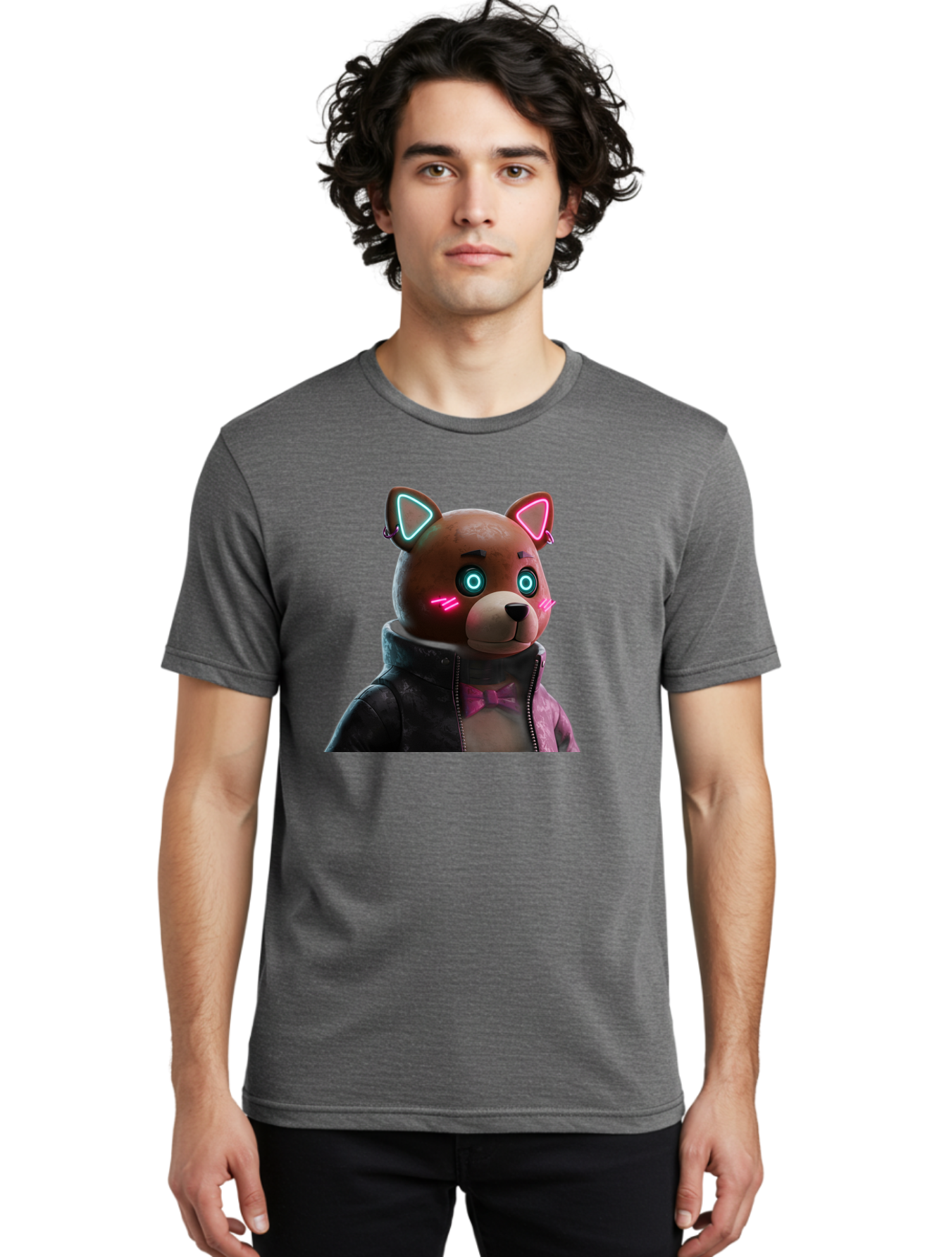 Glowing-Eyes-Bear Men'S Graphic Tee, 100% Cotton, Comfortable Casual Summer Wear, Machine Washable, Vintage Camera, Old Camera, Antique Camera, Black Camera, Classic Photography, Photography Equipment, Nostalgic Device, Film Camera, Camera Art Bak701