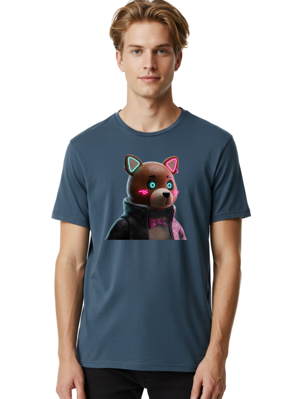 Glowing-Eyes-Bear Men'S Graphic Tee, 100% Cotton, Comfortable Casual Summer Wear, Machine Washable, Vintage Camera, Old Camera, Antique Camera, Black Camera, Classic Photography, Photography Equipment, Nostalgic Device, Film Camera, Camera Art Bak701