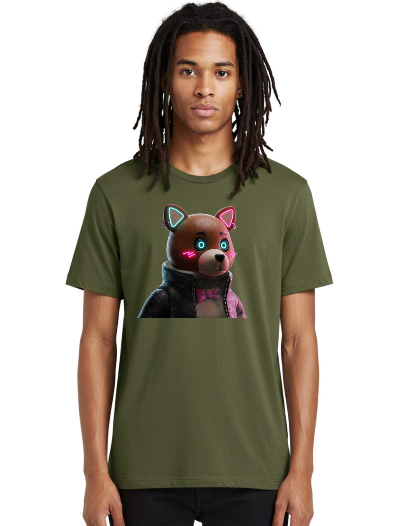 Glowing-Eyes-Bear Men'S Graphic Tee, 100% Cotton, Comfortable Casual Summer Wear, Machine Washable, Vintage Camera, Old Camera, Antique Camera, Black Camera, Classic Photography, Photography Equipment, Nostalgic Device, Film Camera, Camera Art Bak701