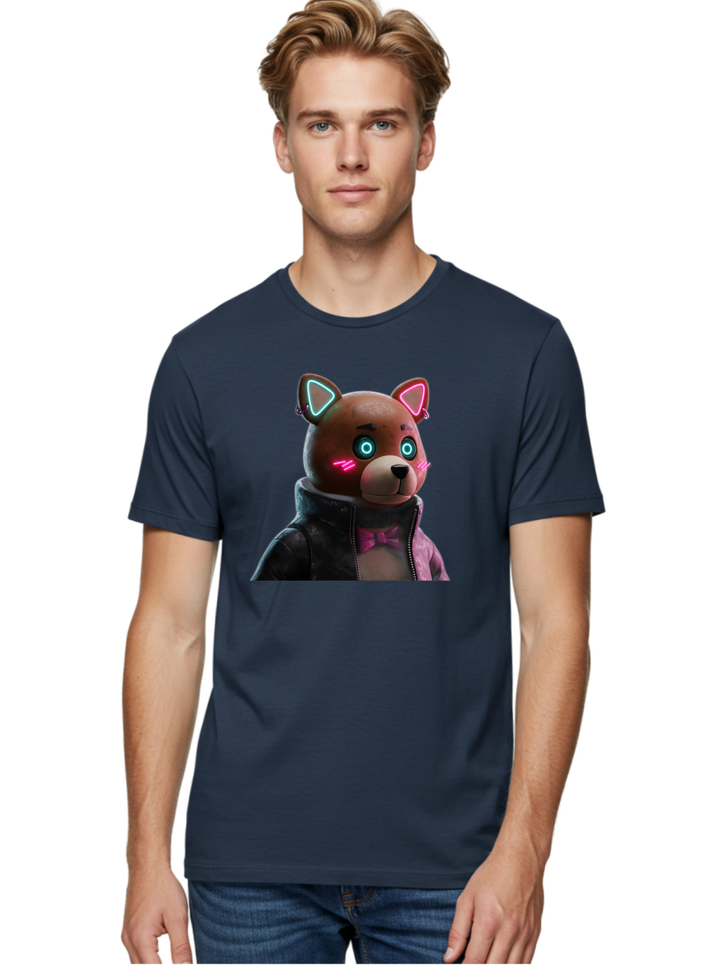 Glowing-Eyes-Bear Men'S Graphic Tee, 100% Cotton, Comfortable Casual Summer Wear, Machine Washable, Vintage Camera, Old Camera, Antique Camera, Black Camera, Classic Photography, Photography Equipment, Nostalgic Device, Film Camera, Camera Art Bak701