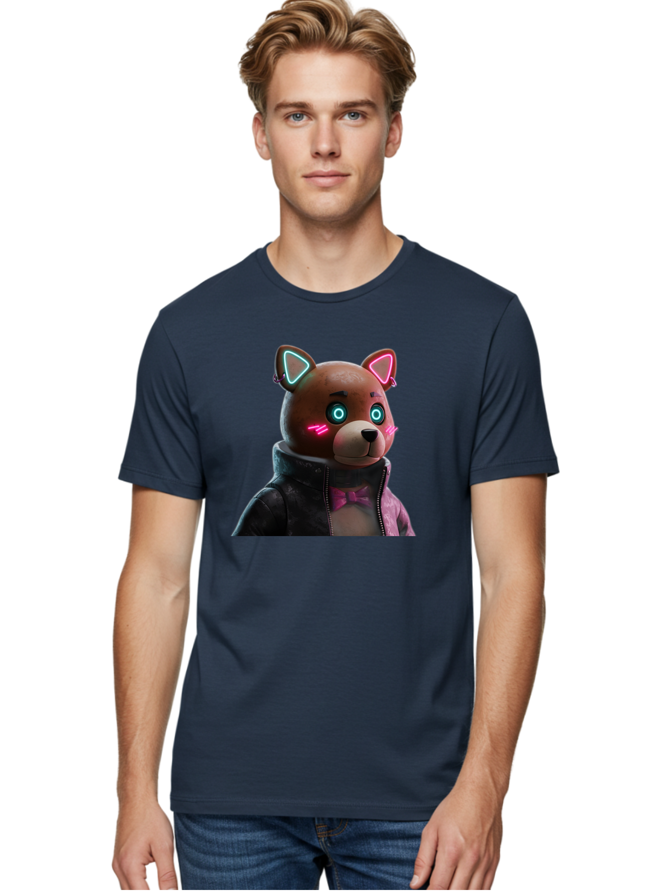 Glowing-Eyes-Bear Men'S Graphic Tee, 100% Cotton, Comfortable Casual Summer Wear, Machine Washable, Vintage Camera, Old Camera, Antique Camera, Black Camera, Classic Photography, Photography Equipment, Nostalgic Device, Film Camera, Camera Art Bak701