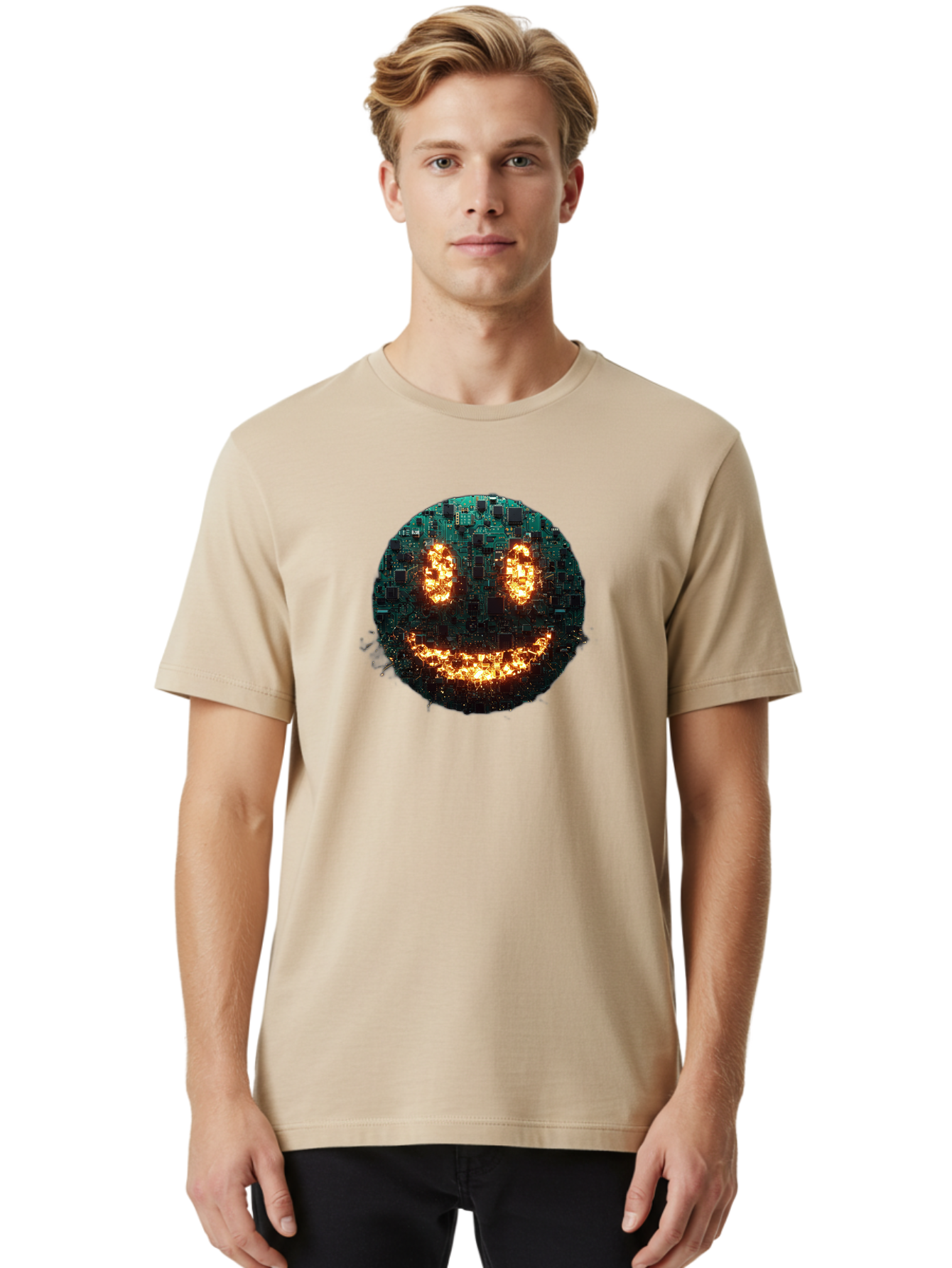 Glowing-Smiley-Face Men'S Graphic Tee, 100% Cotton, Comfortable Casual Summer Wear, Machine Washable, Vintage Camera, Old Camera, Antique Camera, Black Camera, Classic Photography, Photography Equipment, Nostalgic Device, Film Camera, Bak703