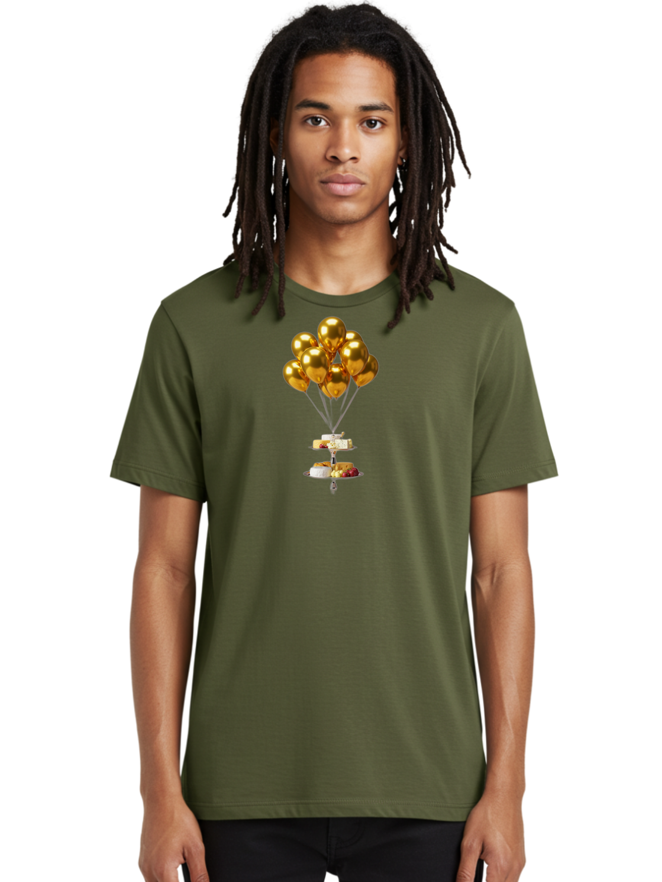 Gold-Balloons-Cake-Stand-Dessert Men'S Graphic Tee, 100% Cotton, Comfortable Casual Summer Wear, Machine Washable, Vintage Camera, Old Camera, Antique Camera, Black Camera, Classic Photography, Photography Equipment, Nostalgic Device, Bak705
