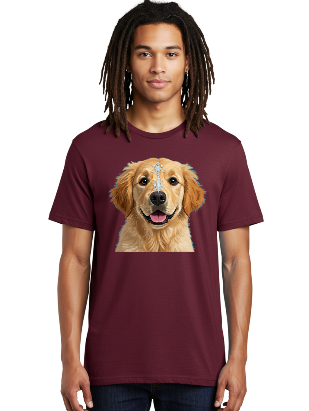 Golden-Retriever-Snowflake Men'S Graphic Tee, 100% Cotton, Comfortable Casual Summer Wear, Machine Washable, Vintage Camera, Old Camera, Antique Camera, Black Camera, Classic Photography, Photography Equipment, Nostalgic Device, Film Camera, Bak708