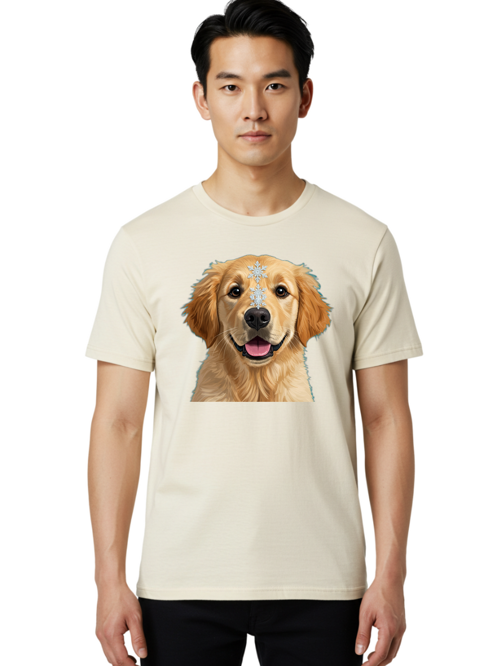 Golden-Retriever-Snowflake Men'S Graphic Tee, 100% Cotton, Comfortable Casual Summer Wear, Machine Washable, Vintage Camera, Old Camera, Antique Camera, Black Camera, Classic Photography, Photography Equipment, Nostalgic Device, Film Camera, Bak708