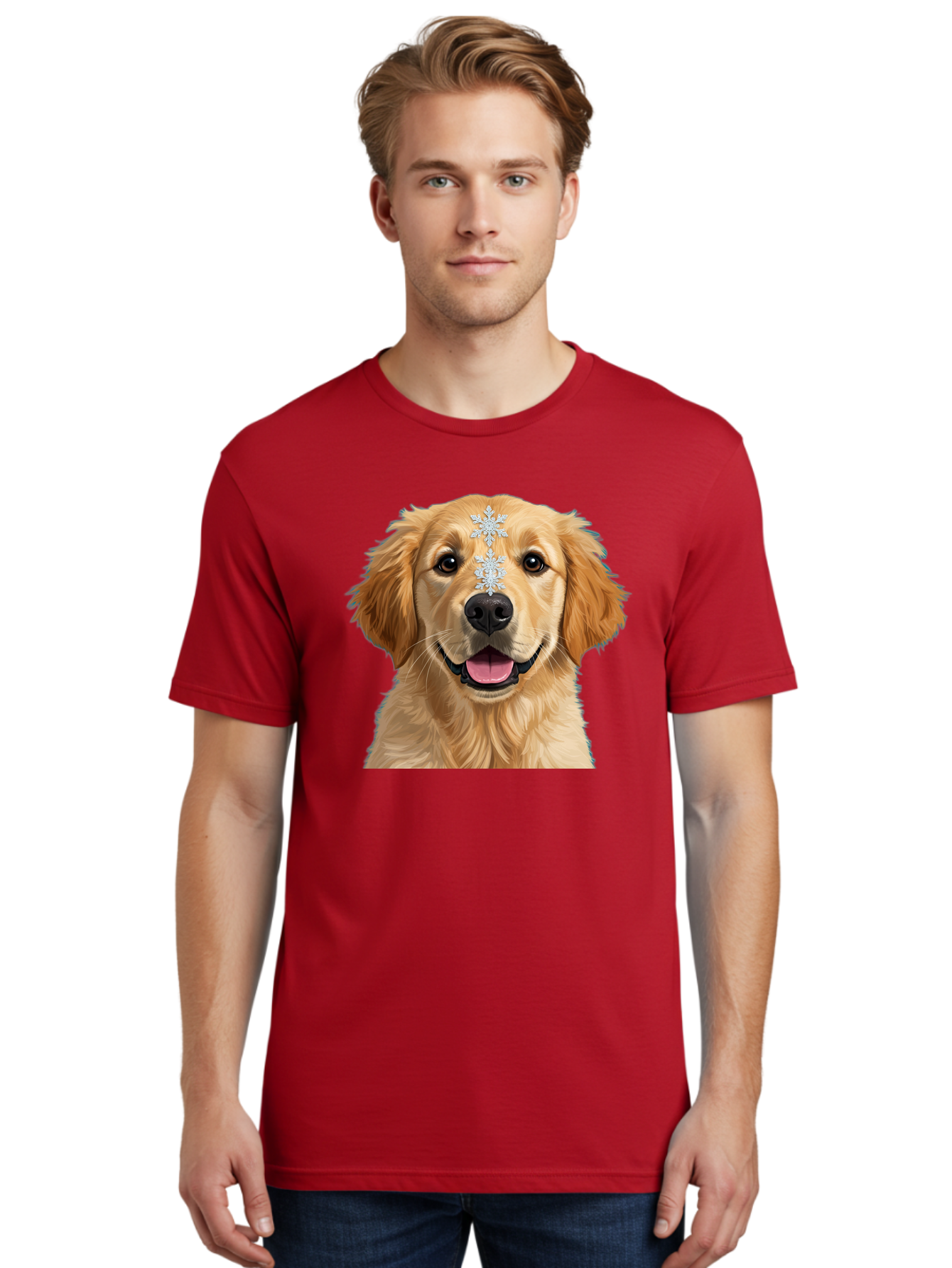 Golden-Retriever-Snowflake Men'S Graphic Tee, 100% Cotton, Comfortable Casual Summer Wear, Machine Washable, Vintage Camera, Old Camera, Antique Camera, Black Camera, Classic Photography, Photography Equipment, Nostalgic Device, Film Camera, Bak708