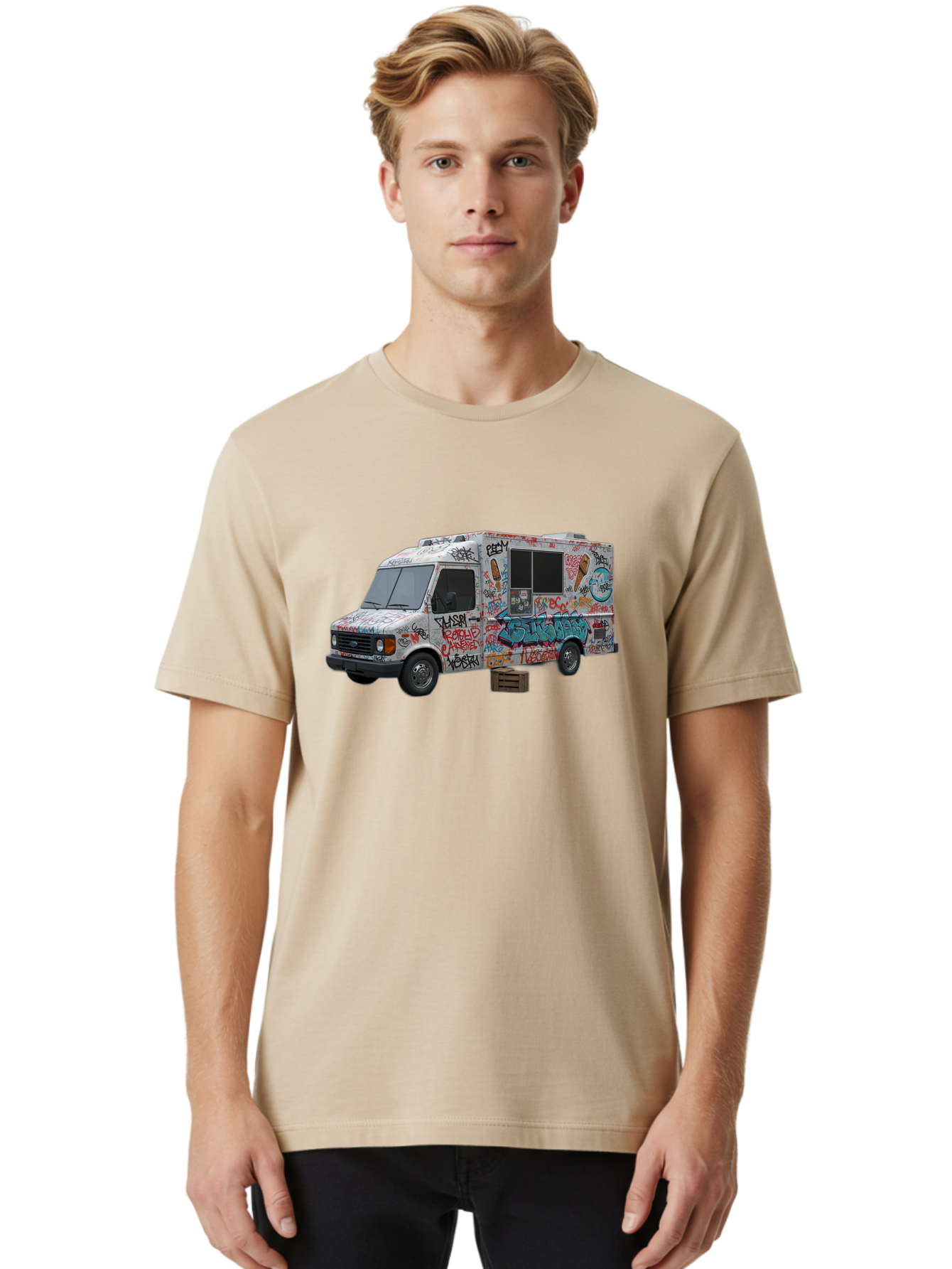 Graffiti-Food-Truck Men'S Graphic Tee, 100% Cotton, Comfortable Casual Summer Wear, Machine Washable, Vintage Camera, Old Camera, Antique Camera, Black Camera, Classic Photography, Photography Equipment, Nostalgic Device, Film Camera, Bak713