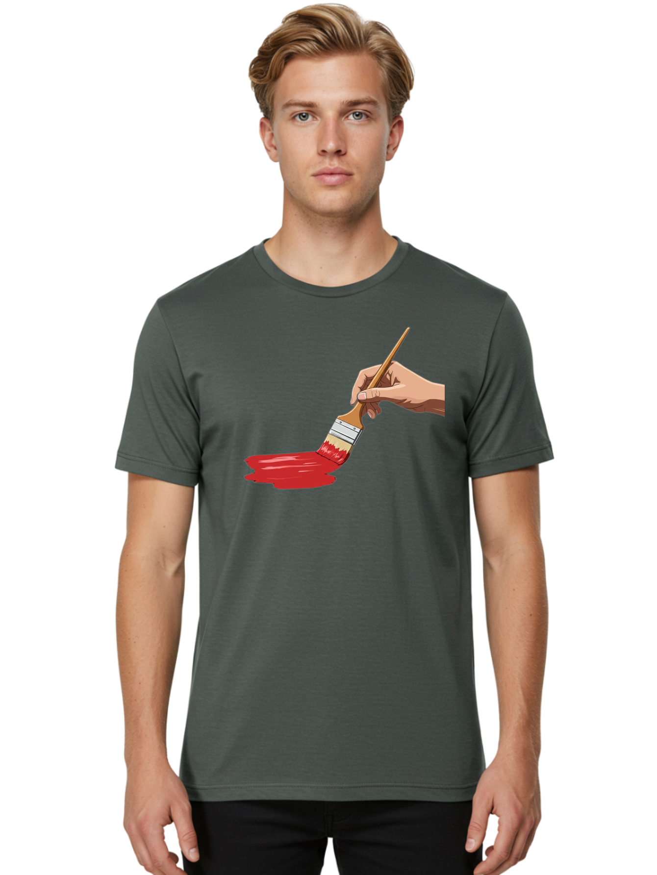 Hand-Painting-With-Red-Paint Men'S Graphic Tee, 100% Cotton, Comfortable Casual Summer Wear, Machine Washable, Vintage Camera, Old Camera, Antique Camera, Black Camera, Classic Photography, Photography Equipment, Nostalgic Device, Film Camera, Bak718