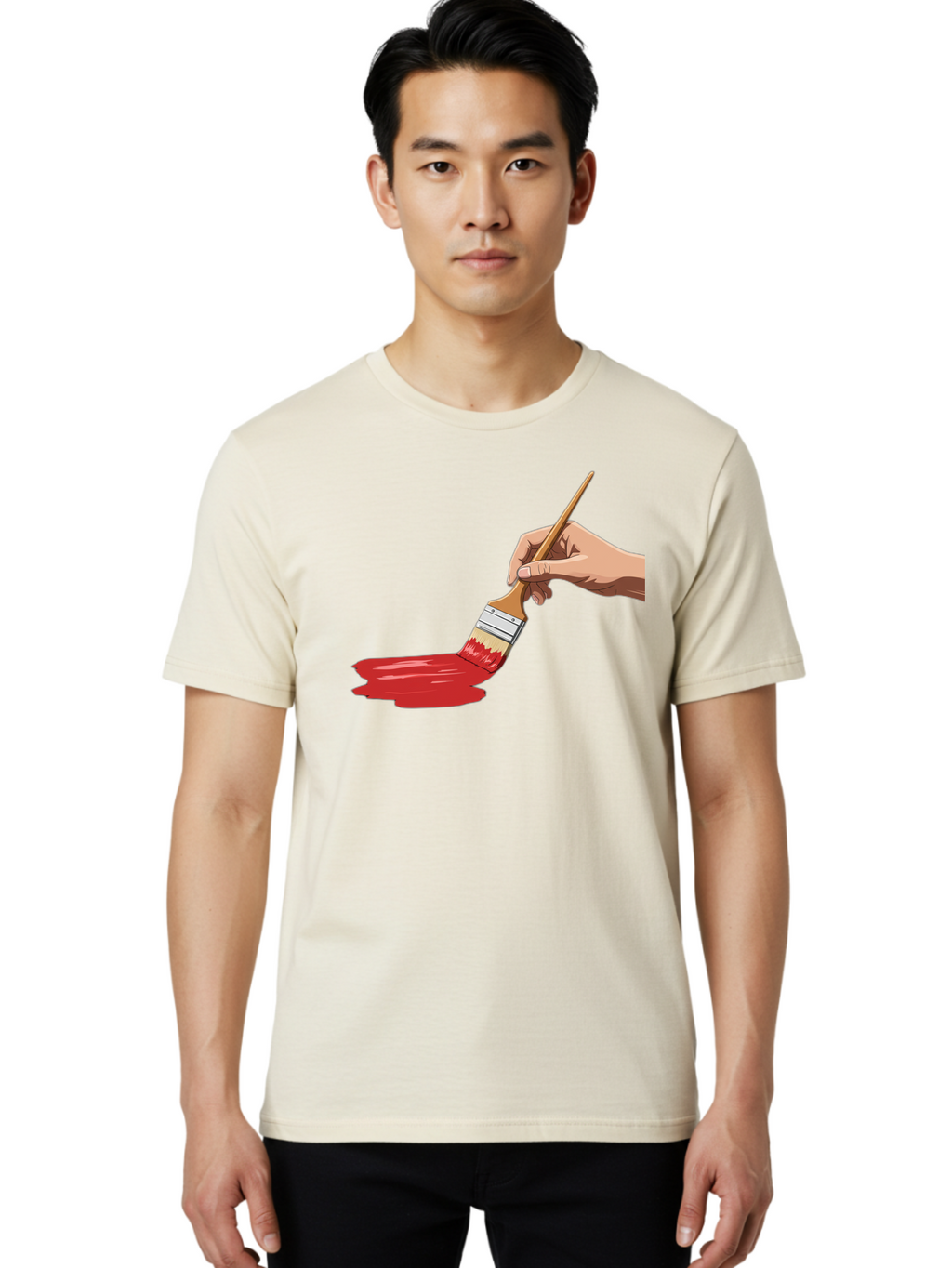 Hand-Painting-With-Red-Paint Men'S Graphic Tee, 100% Cotton, Comfortable Casual Summer Wear, Machine Washable, Vintage Camera, Old Camera, Antique Camera, Black Camera, Classic Photography, Photography Equipment, Nostalgic Device, Film Camera, Bak718