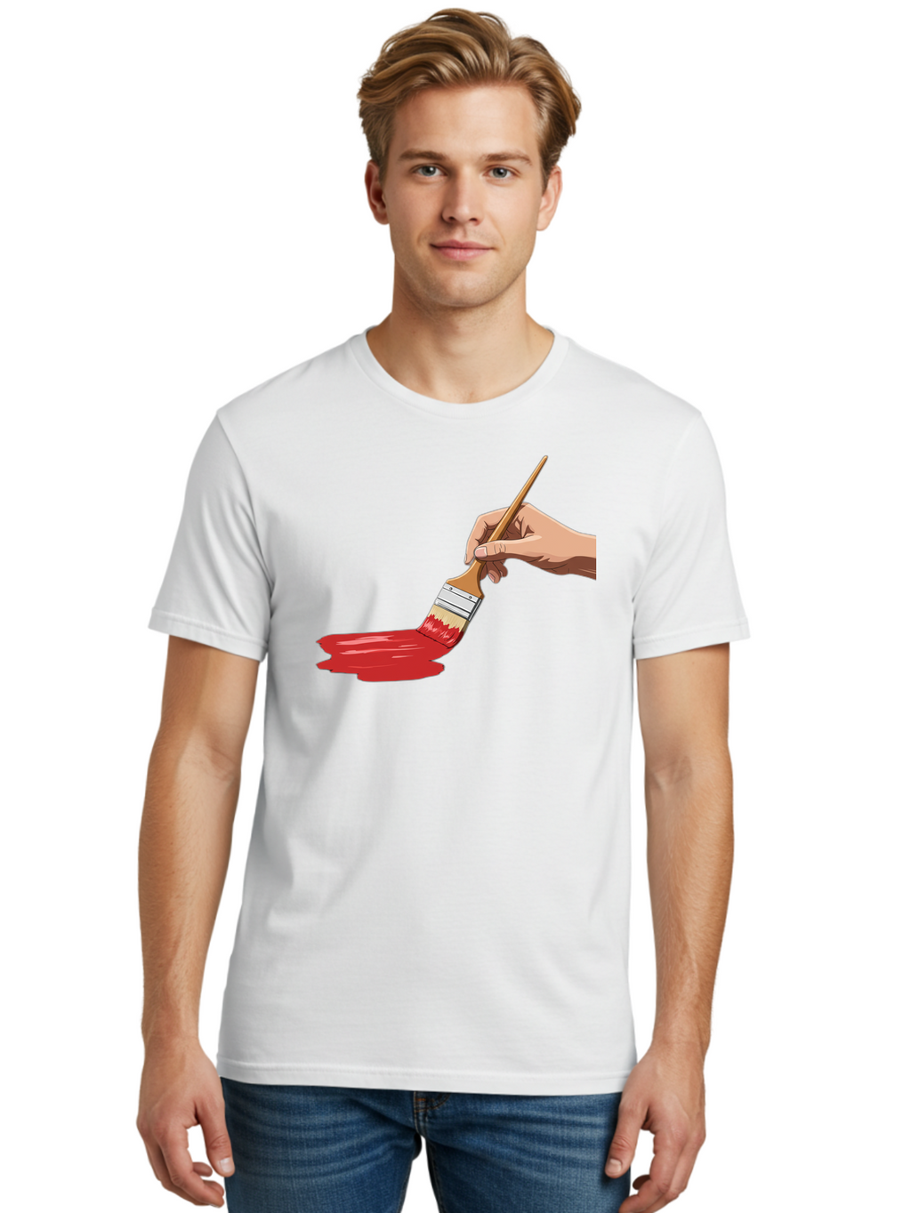 Hand-Painting-With-Red-Paint Men'S Graphic Tee, 100% Cotton, Comfortable Casual Summer Wear, Machine Washable, Vintage Camera, Old Camera, Antique Camera, Black Camera, Classic Photography, Photography Equipment, Nostalgic Device, Film Camera, Bak718