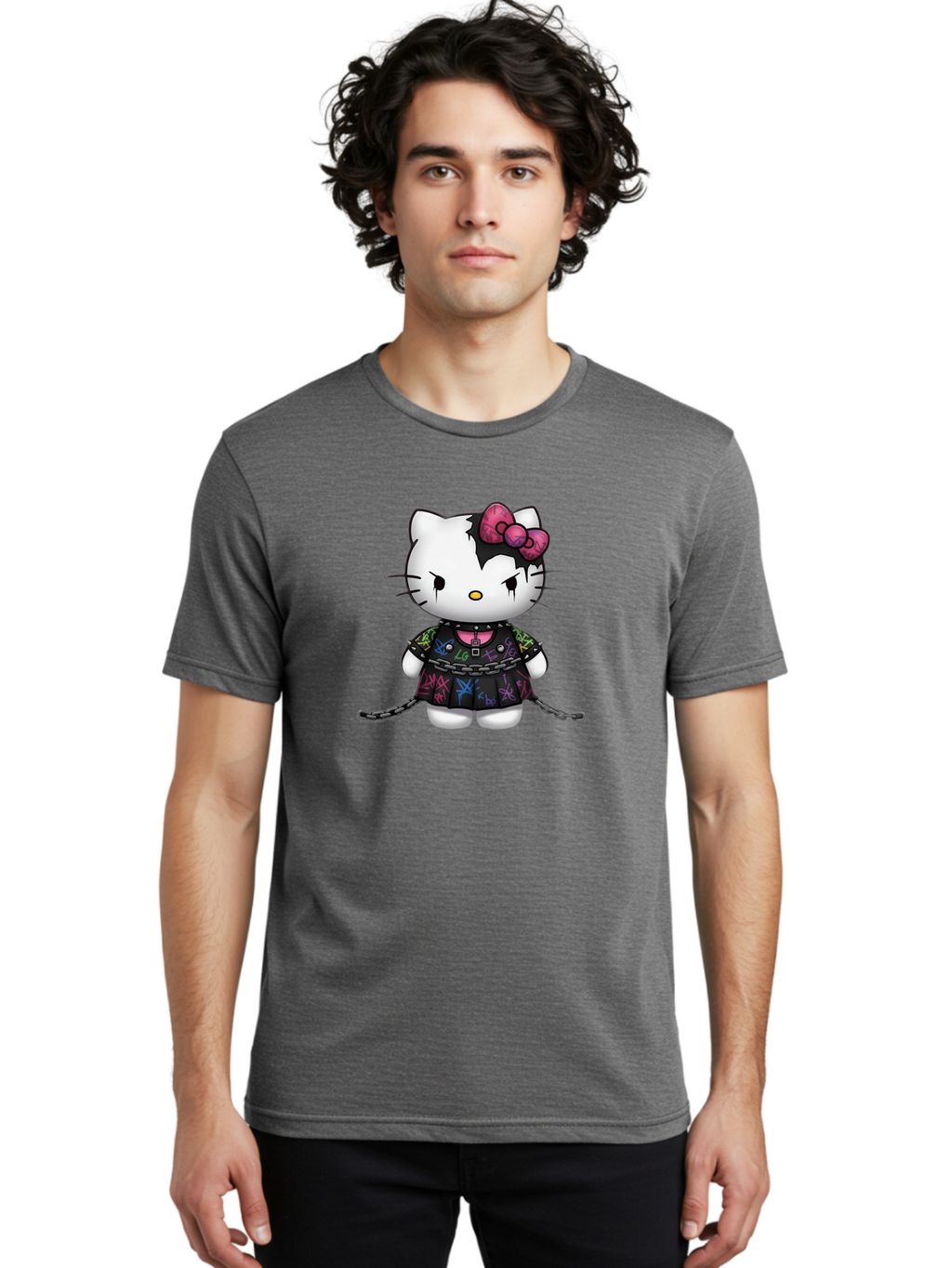 Hello-Kitty-Graffiti Men'S Graphic Tee, 100% Cotton, Comfortable Casual Summer Wear, Machine Washable, Vintage Camera, Old Camera, Antique Camera, Black Camera, Classic Photography, Photography Equipment, Nostalgic Device, Film Camera, Bak725