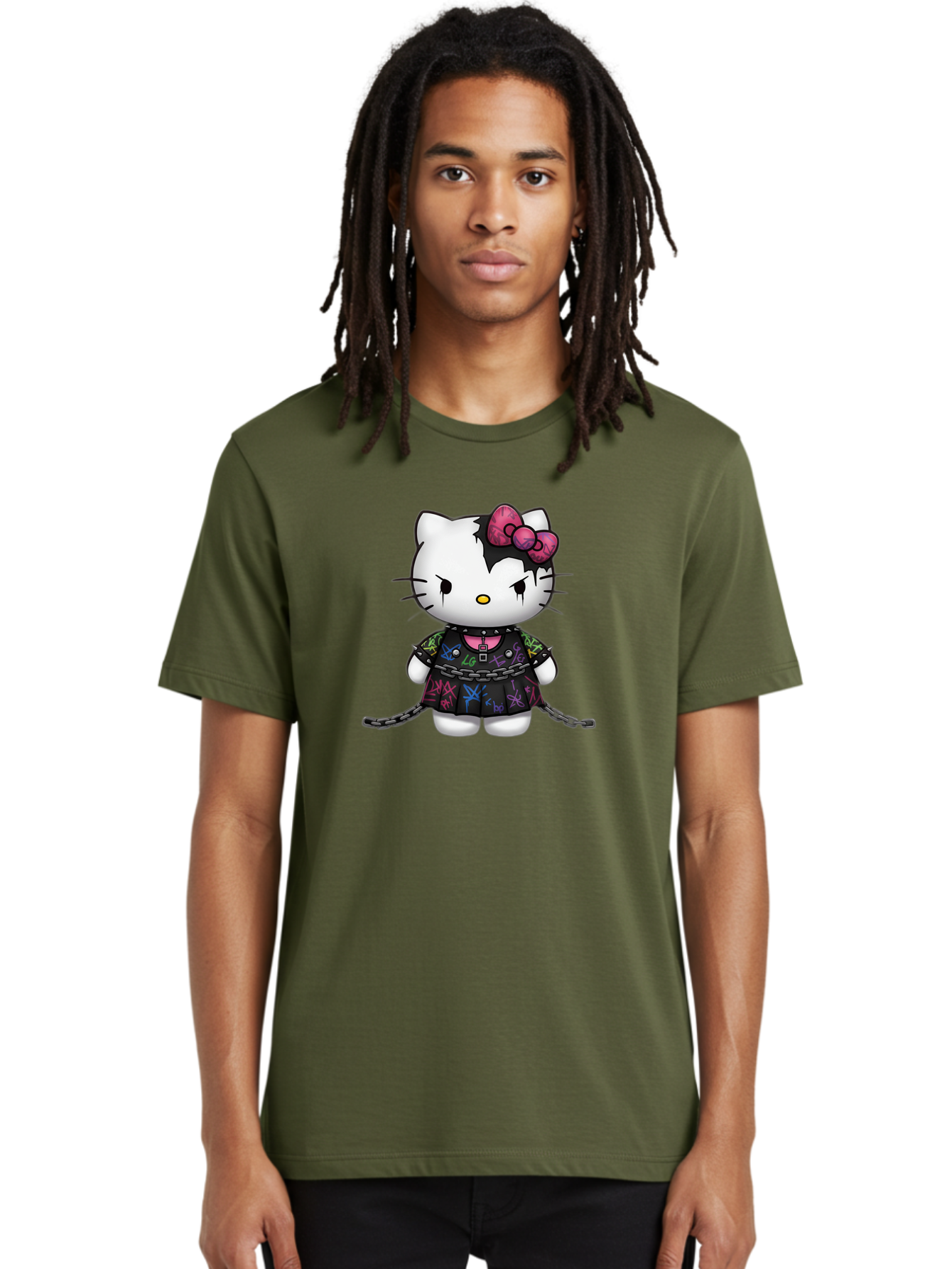 Hello-Kitty-Graffiti Men'S Graphic Tee, 100% Cotton, Comfortable Casual Summer Wear, Machine Washable, Vintage Camera, Old Camera, Antique Camera, Black Camera, Classic Photography, Photography Equipment, Nostalgic Device, Film Camera, Bak725