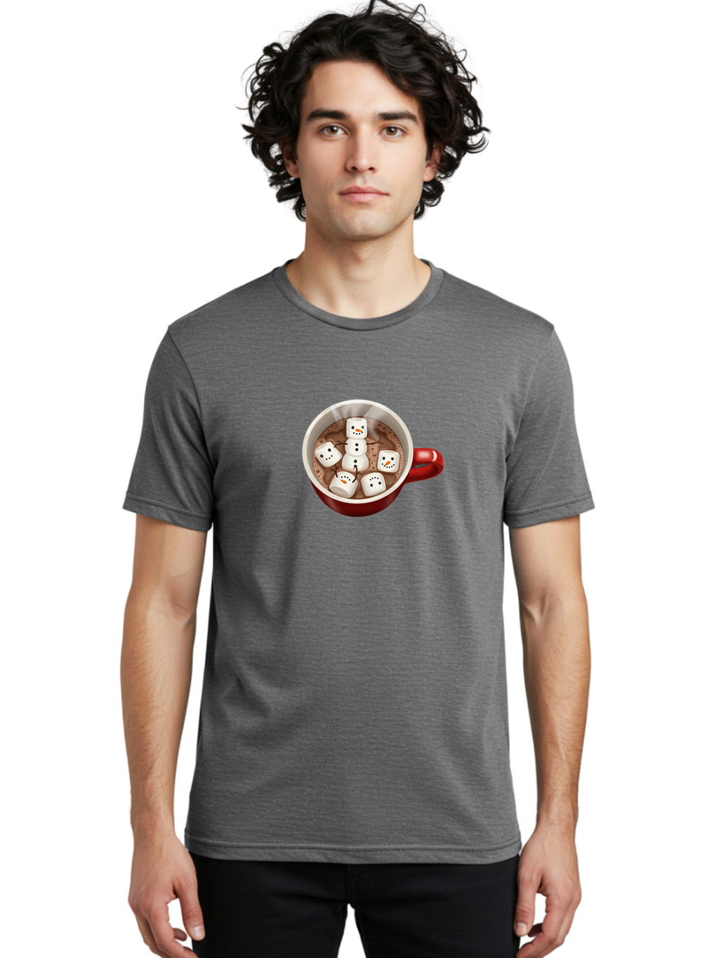 Hot-Chocolate-Marshmallow-Snowman Men'S Graphic Tee, 100% Cotton, Comfortable Casual Summer Wear, Machine Washable, Vintage Camera, Old Camera, Antique Camera, Black Camera, Classic Photography, Photography Equipment, Nostalgic Device, Bak729