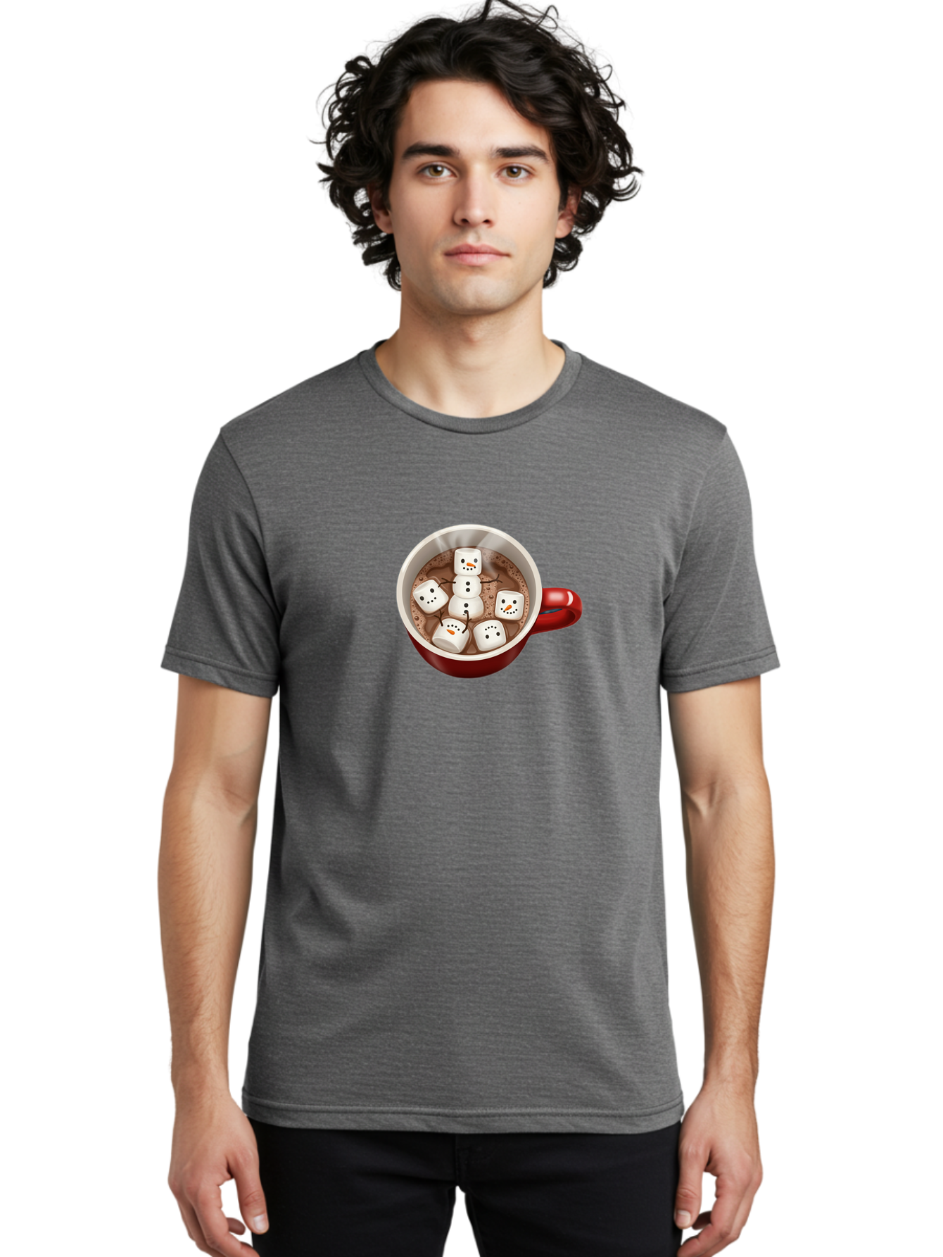 Hot-Chocolate-Marshmallow-Snowman Men'S Graphic Tee, 100% Cotton, Comfortable Casual Summer Wear, Machine Washable, Vintage Camera, Old Camera, Antique Camera, Black Camera, Classic Photography, Photography Equipment, Nostalgic Device, Bak729