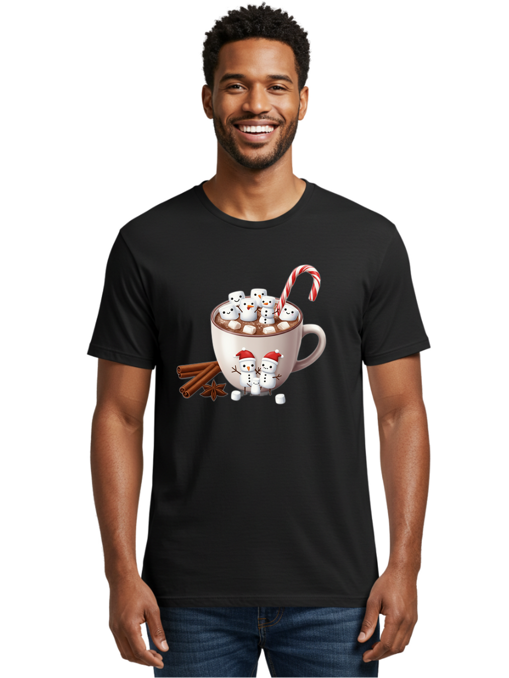 Hot-Chocolate-Snowmen-1 Men'S Graphic Tee, 100% Cotton, Comfortable Casual Summer Wear, Machine Washable, Vintage Camera, Old Camera, Antique Camera, Black Camera, Classic Photography, Photography Equipment, Nostalgic Device, Film Camera, Bak733