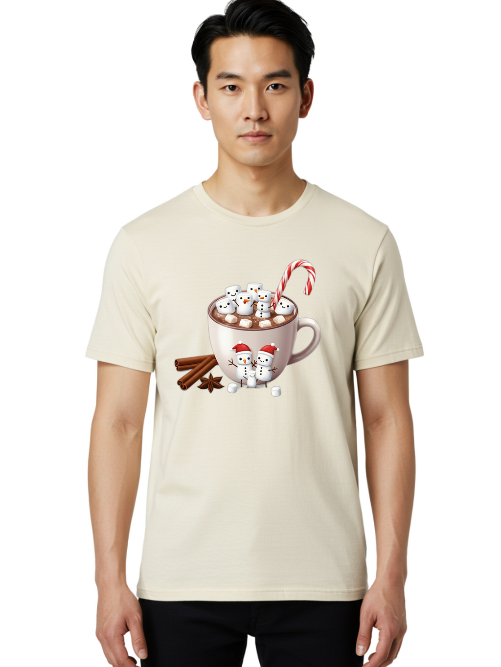 Hot-Chocolate-Snowmen-1 Men'S Graphic Tee, 100% Cotton, Comfortable Casual Summer Wear, Machine Washable, Vintage Camera, Old Camera, Antique Camera, Black Camera, Classic Photography, Photography Equipment, Nostalgic Device, Film Camera, Bak733