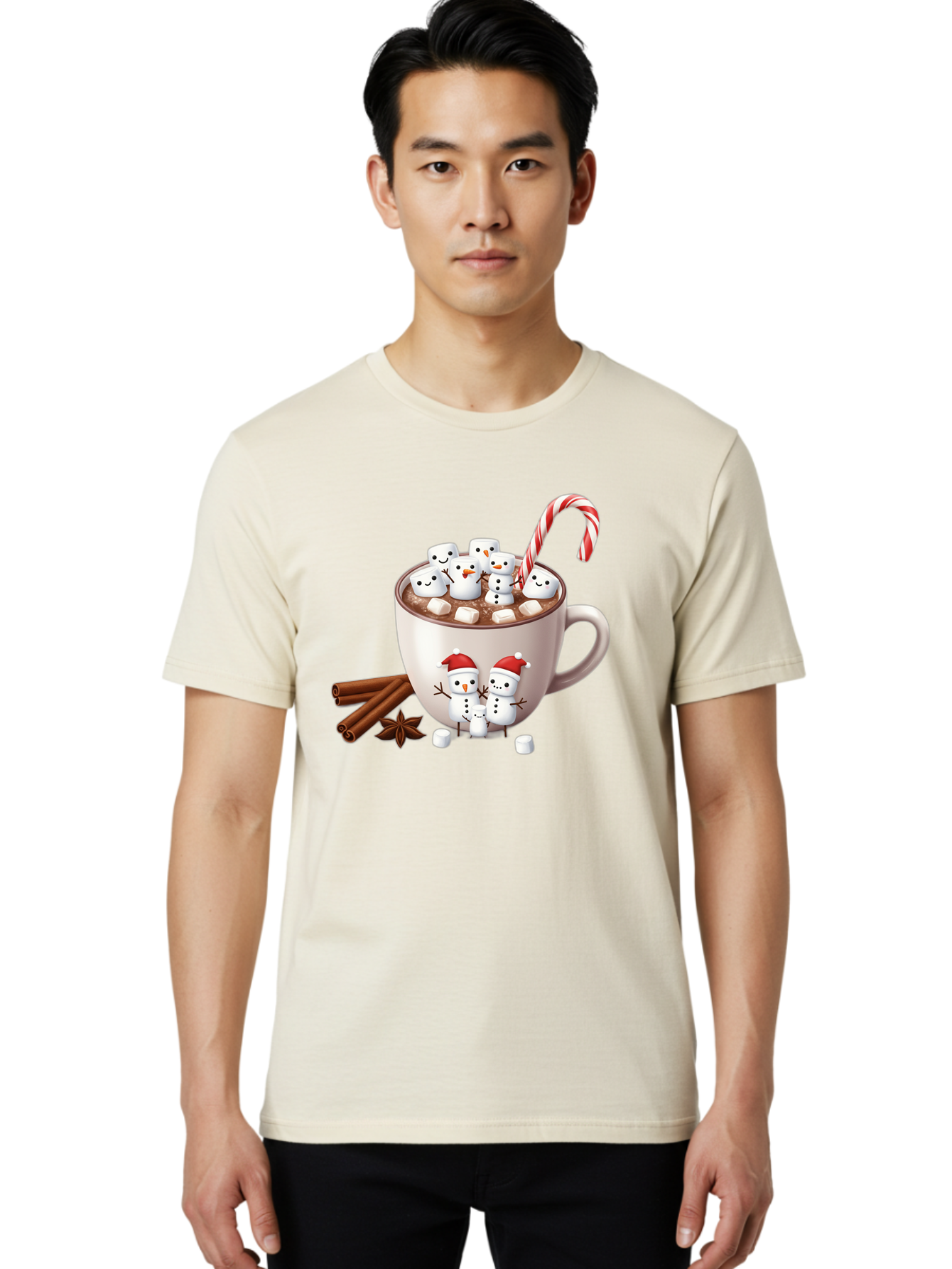 Hot-Chocolate-Snowmen-1 Men'S Graphic Tee, 100% Cotton, Comfortable Casual Summer Wear, Machine Washable, Vintage Camera, Old Camera, Antique Camera, Black Camera, Classic Photography, Photography Equipment, Nostalgic Device, Film Camera, Bak733
