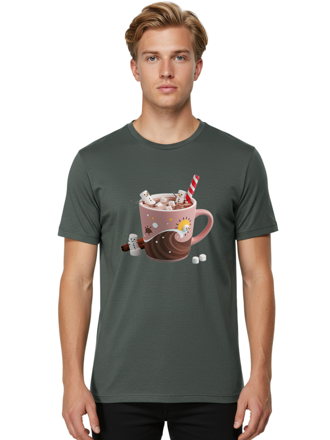 Hot-Chocolate-Snowmen Men'S Graphic Tee, 100% Cotton, Comfortable Casual Summer Wear, Machine Washable, Vintage Camera, Old Camera, Antique Camera, Black Camera, Classic Photography, Photography Equipment, Nostalgic Device, Film Camera, Bak734