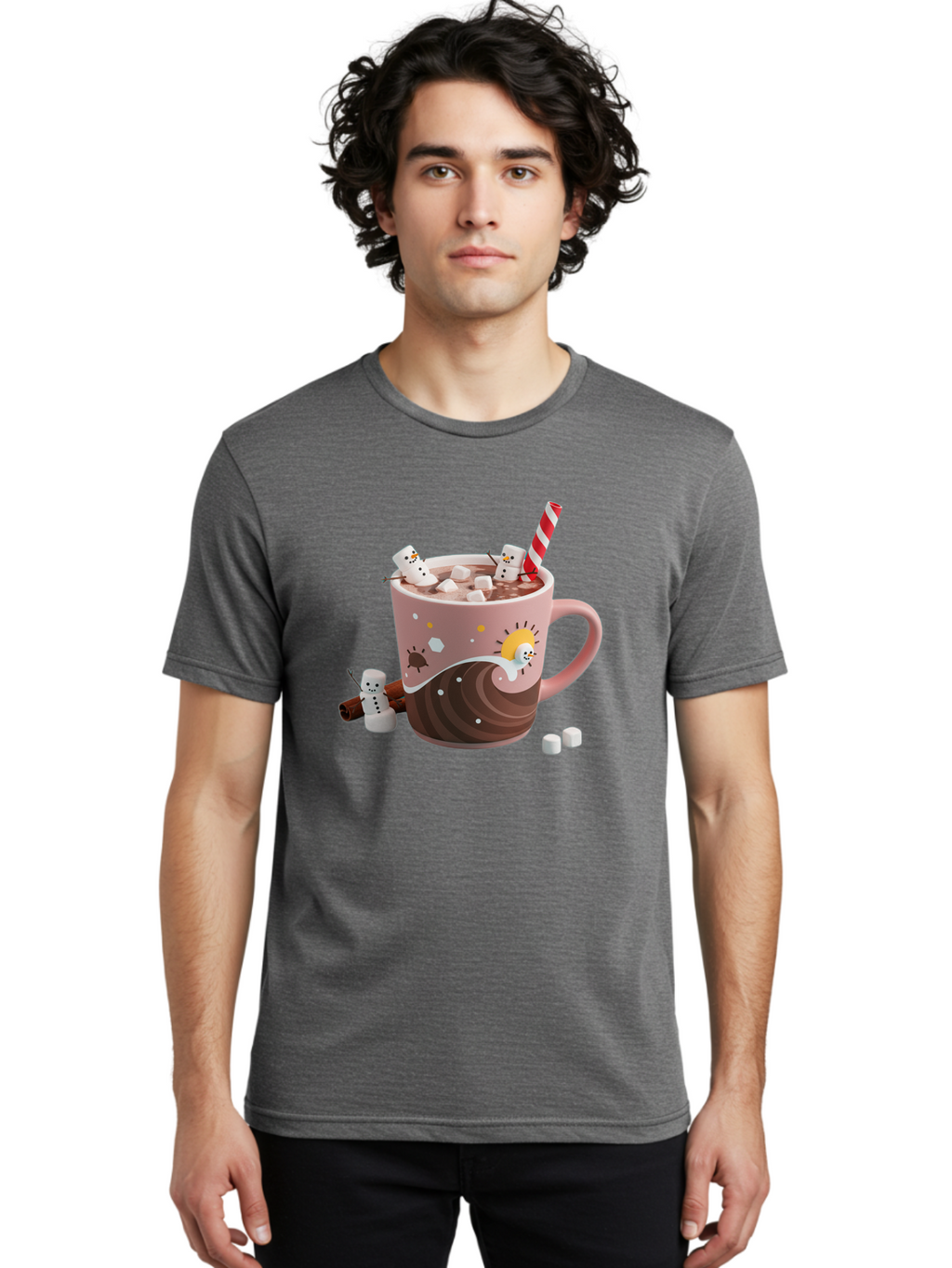 Hot-Chocolate-Snowmen Men'S Graphic Tee, 100% Cotton, Comfortable Casual Summer Wear, Machine Washable, Vintage Camera, Old Camera, Antique Camera, Black Camera, Classic Photography, Photography Equipment, Nostalgic Device, Film Camera, Bak734