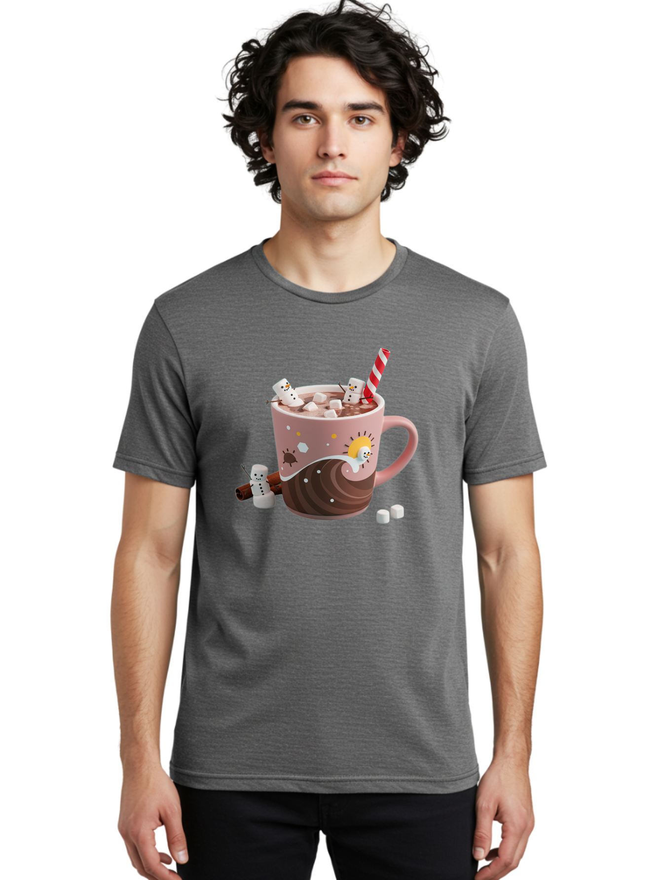 Hot-Chocolate-Snowmen Men'S Graphic Tee, 100% Cotton, Comfortable Casual Summer Wear, Machine Washable, Vintage Camera, Old Camera, Antique Camera, Black Camera, Classic Photography, Photography Equipment, Nostalgic Device, Film Camera, Bak734