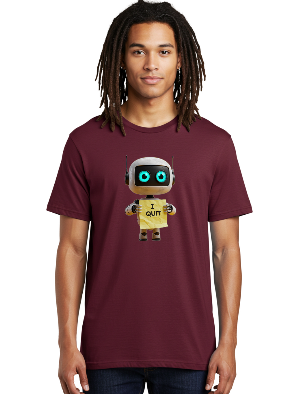 I-Quit-Robot-2 Men'S Graphic Tee, 100% Cotton, Comfortable Casual Summer Wear, Machine Washable, Vintage Camera, Old Camera, Antique Camera, Black Camera, Classic Photography, Photography Equipment, Nostalgic Device, Film Camera, Camera Art Bak744