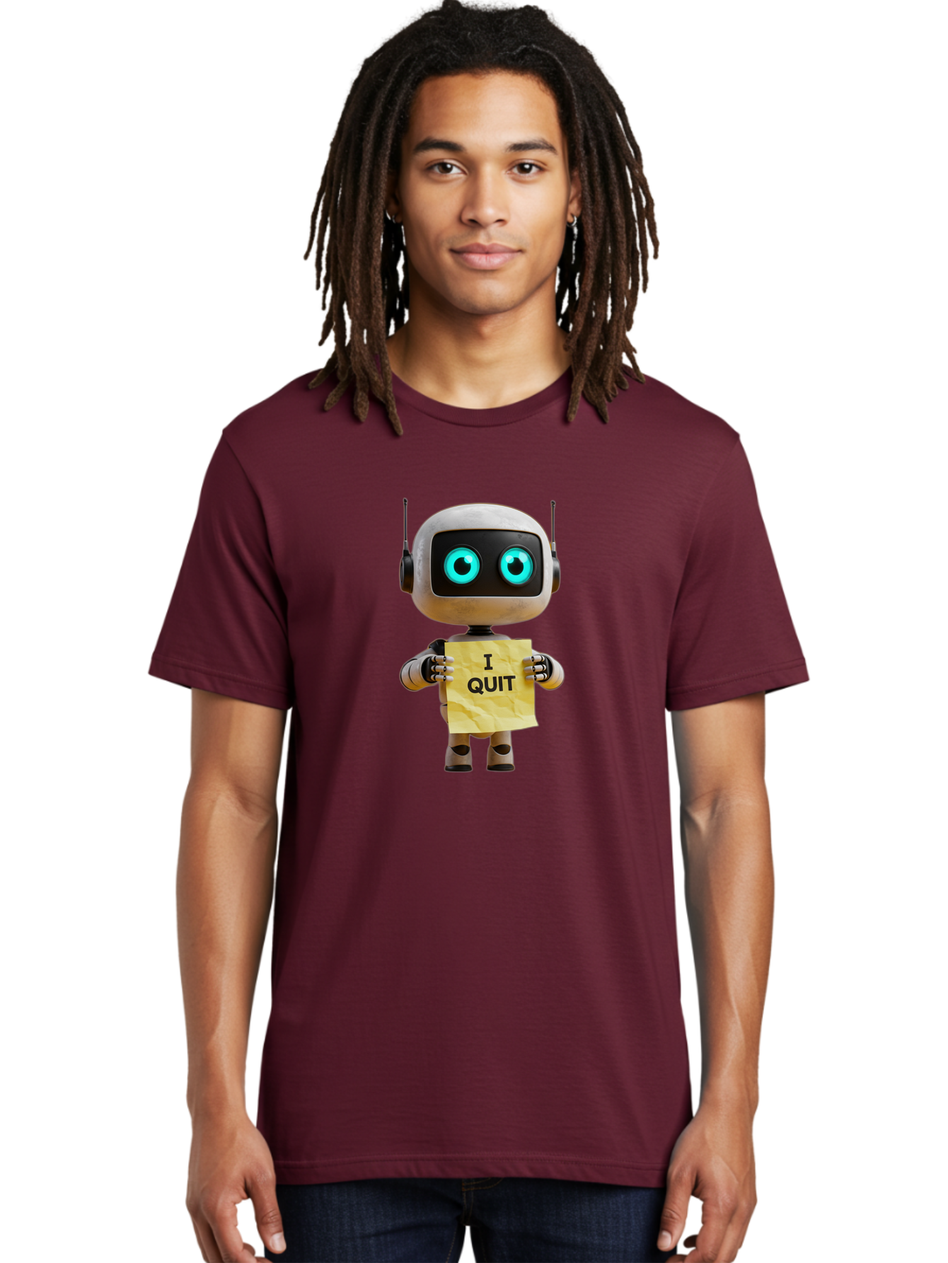 I-Quit-Robot-2 Men'S Graphic Tee, 100% Cotton, Comfortable Casual Summer Wear, Machine Washable, Vintage Camera, Old Camera, Antique Camera, Black Camera, Classic Photography, Photography Equipment, Nostalgic Device, Film Camera, Camera Art Bak744