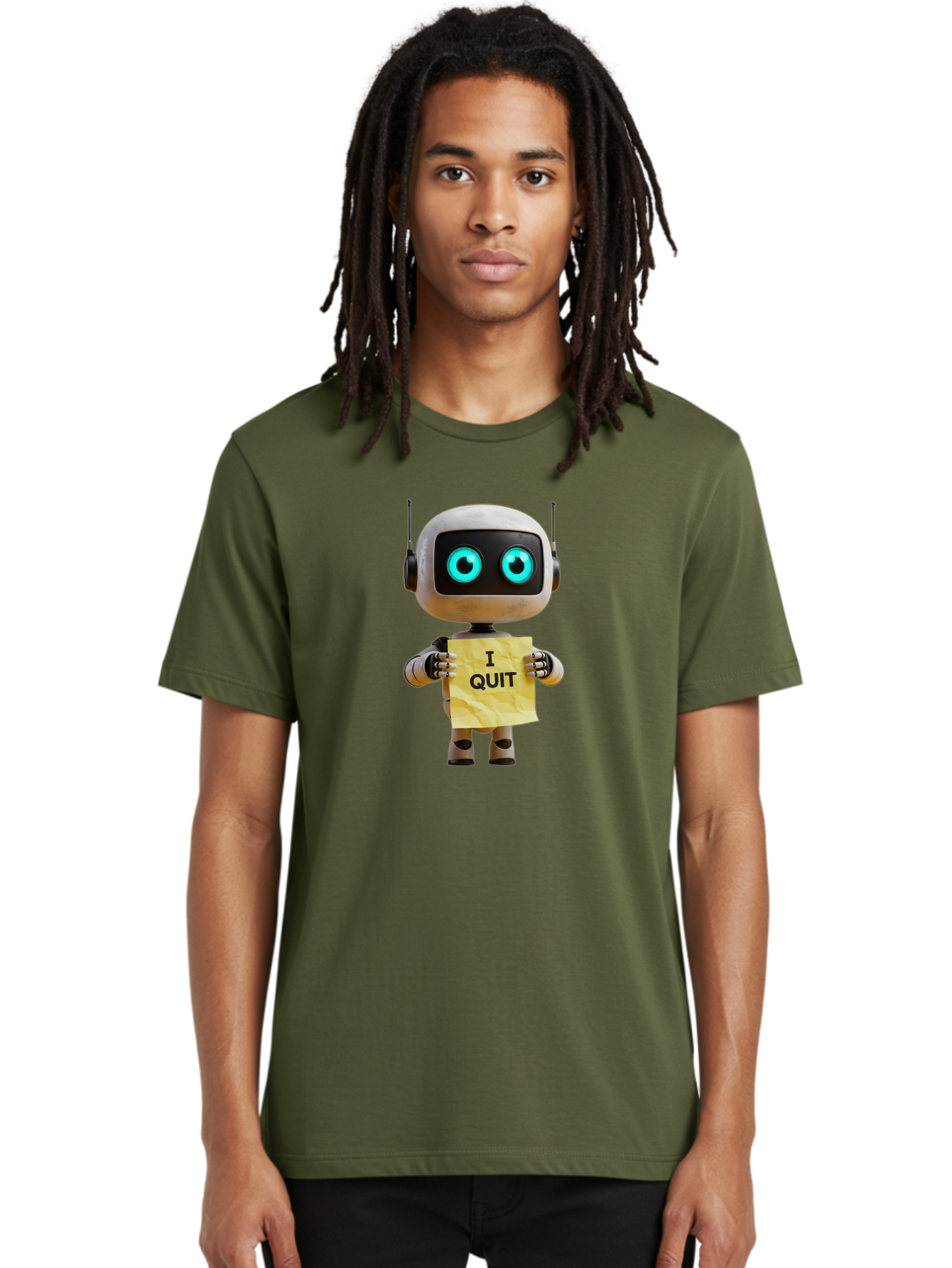 I-Quit-Robot-2 Men'S Graphic Tee, 100% Cotton, Comfortable Casual Summer Wear, Machine Washable, Vintage Camera, Old Camera, Antique Camera, Black Camera, Classic Photography, Photography Equipment, Nostalgic Device, Film Camera, Camera Art Bak744