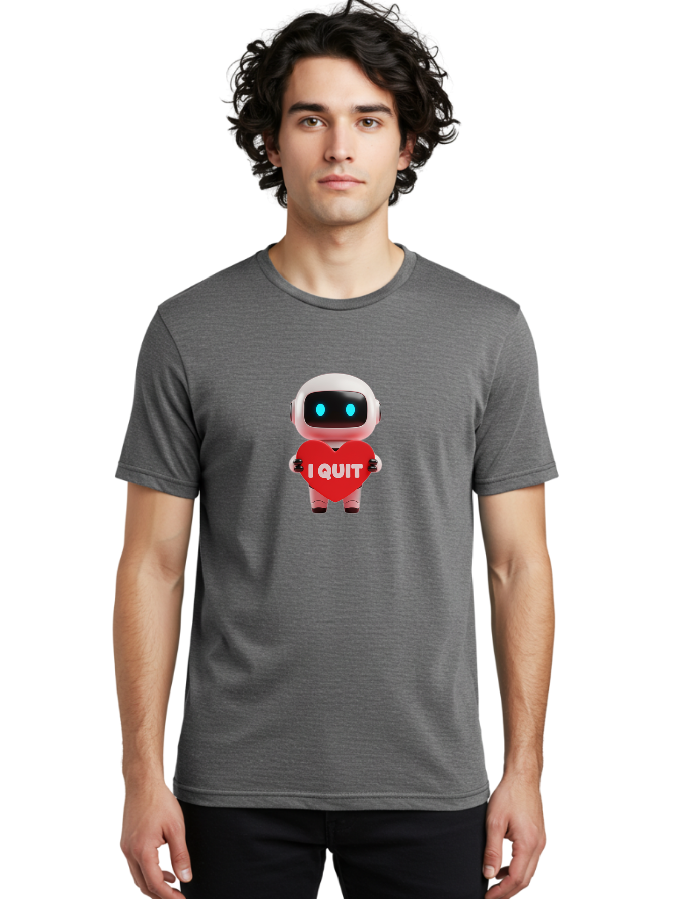 I-Quit-Robot-3 Men'S Graphic Tee, 100% Cotton, Comfortable Casual Summer Wear, Machine Washable, Vintage Camera, Old Camera, Antique Camera, Black Camera, Classic Photography, Photography Equipment, Nostalgic Device, Film Camera, Camera Art Bak745
