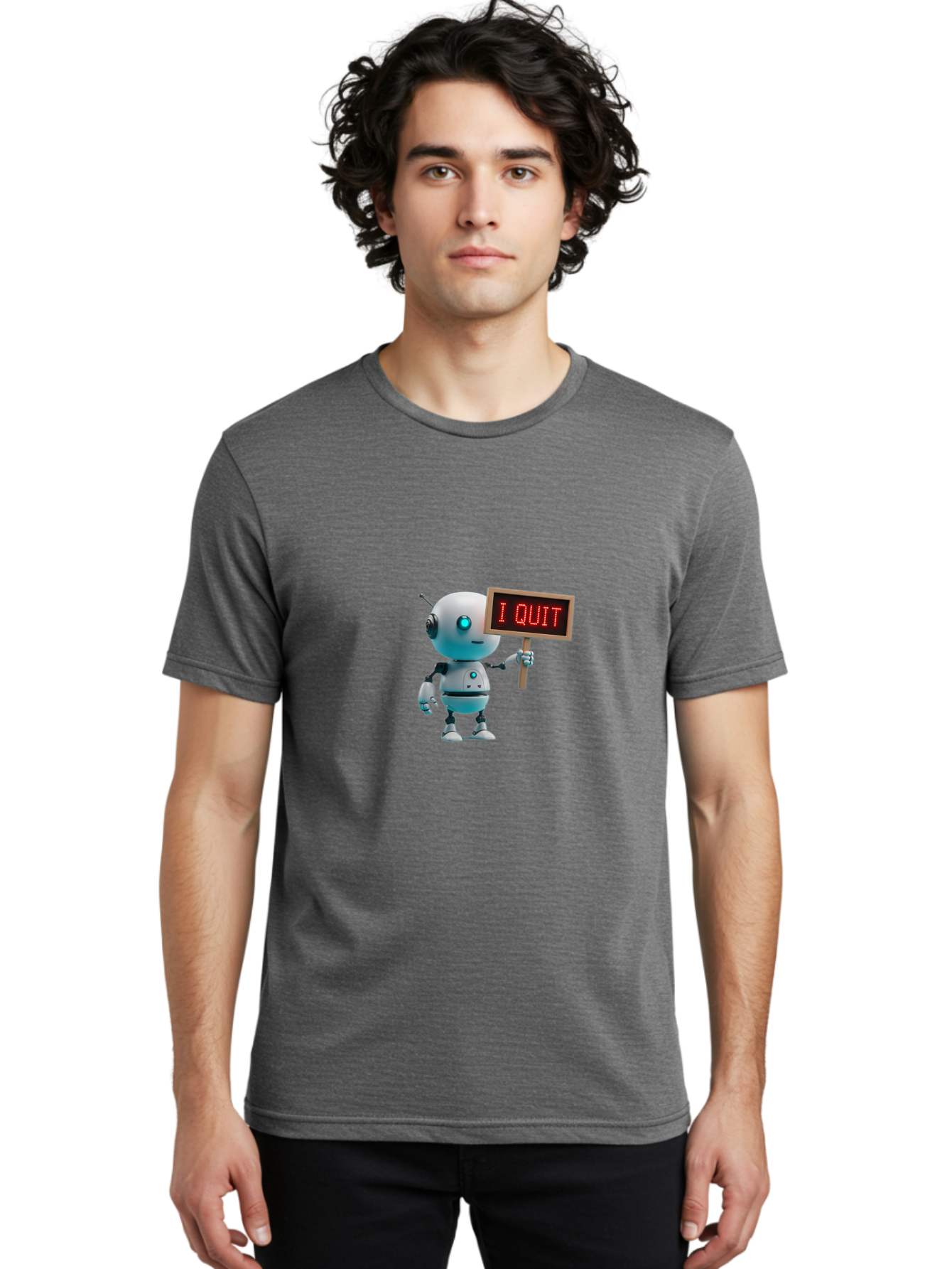 I-Quit-Robot-5 Men'S Graphic Tee, 100% Cotton, Comfortable Casual Summer Wear, Machine Washable, Vintage Camera, Old Camera, Antique Camera, Black Camera, Classic Photography, Photography Equipment, Nostalgic Device, Film Camera, Camera Art Bak747