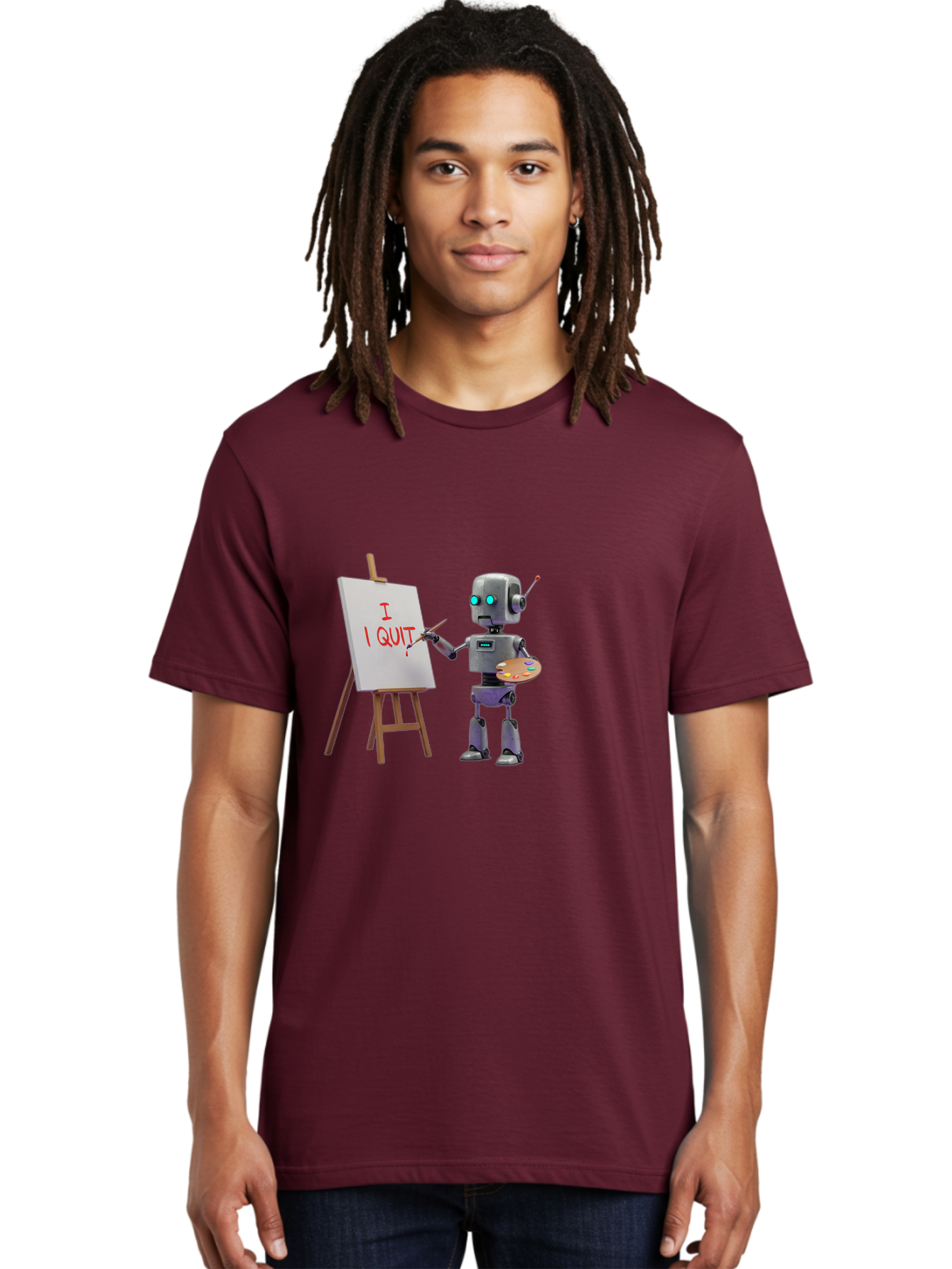 I-Quit-Robot-Painter Men'S Graphic Tee, 100% Cotton, Comfortable Casual Summer Wear, Machine Washable, Vintage Camera, Old Camera, Antique Camera, Black Camera, Classic Photography, Photography Equipment, Nostalgic Device, Film Camera, Bak748