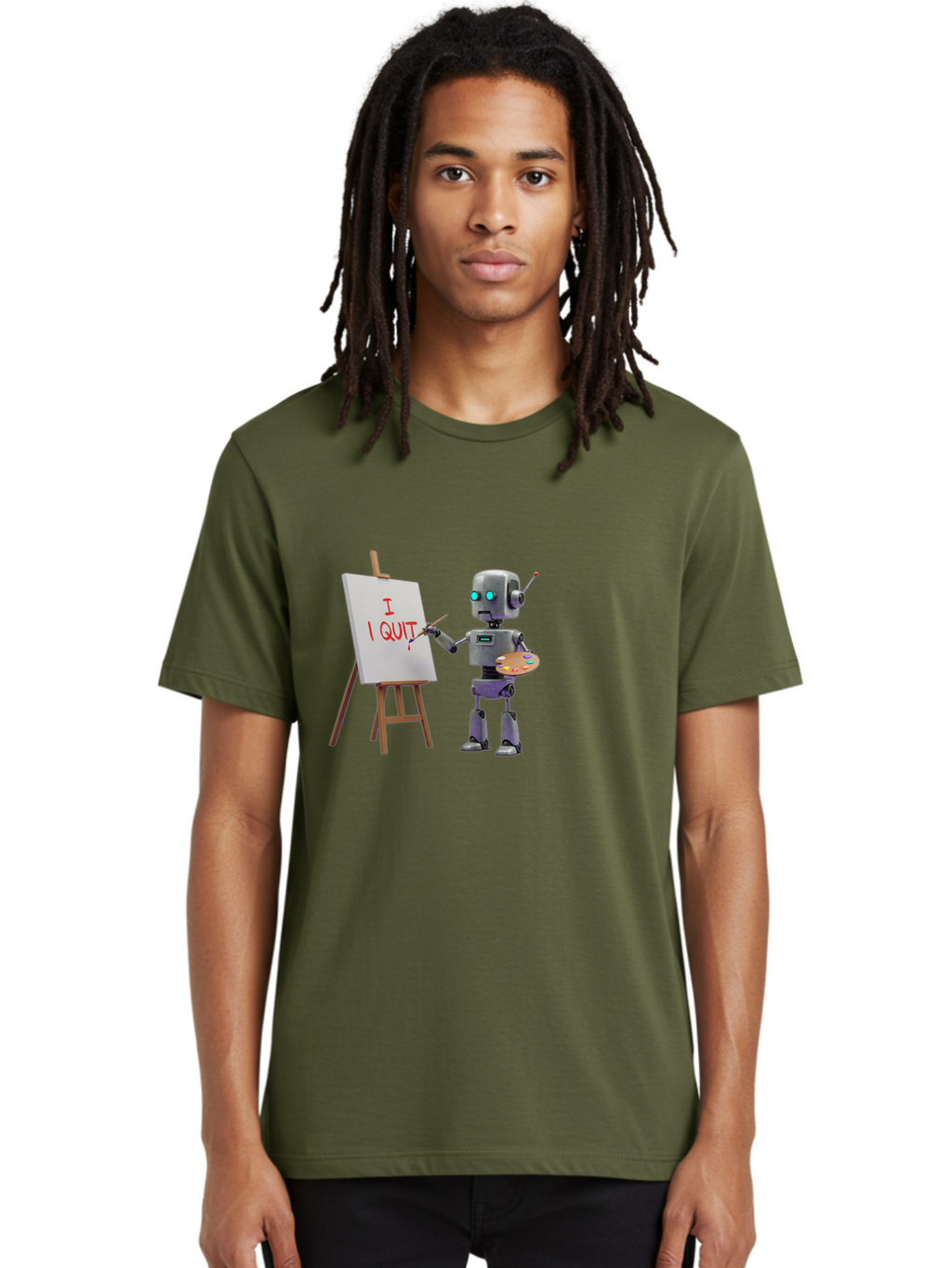 I-Quit-Robot-Painter Men'S Graphic Tee, 100% Cotton, Comfortable Casual Summer Wear, Machine Washable, Vintage Camera, Old Camera, Antique Camera, Black Camera, Classic Photography, Photography Equipment, Nostalgic Device, Film Camera, Bak748