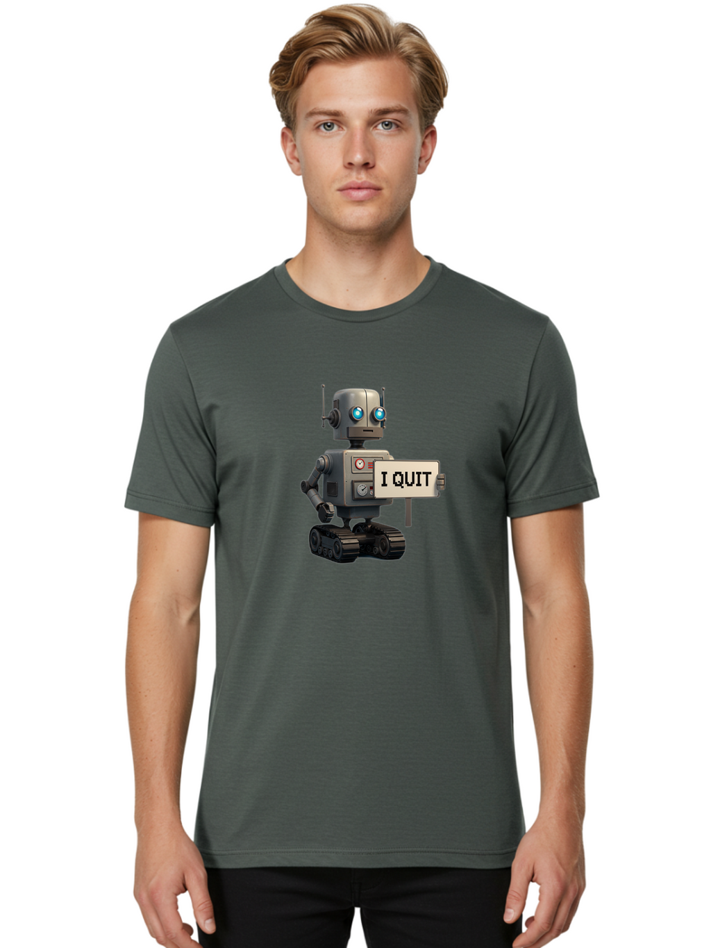 I-Quit-Robot Men'S Graphic Tee, 100% Cotton, Comfortable Casual Summer Wear, Machine Washable, Vintage Camera, Old Camera, Antique Camera, Black Camera, Classic Photography, Photography Equipment, Nostalgic Device, Film Camera, Camera Art Bak749