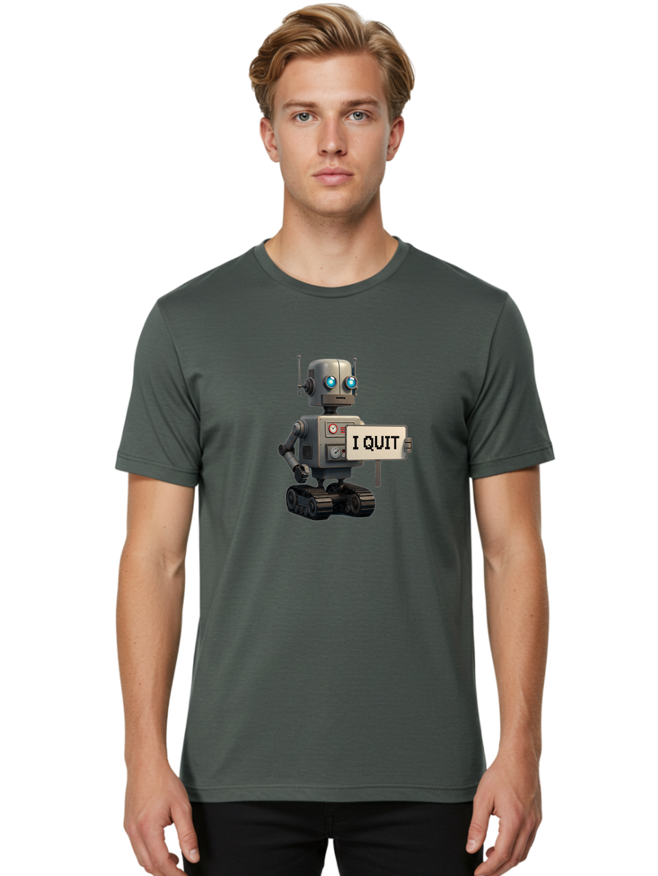 I-Quit-Robot Men'S Graphic Tee, 100% Cotton, Comfortable Casual Summer Wear, Machine Washable, Vintage Camera, Old Camera, Antique Camera, Black Camera, Classic Photography, Photography Equipment, Nostalgic Device, Film Camera, Camera Art Bak749