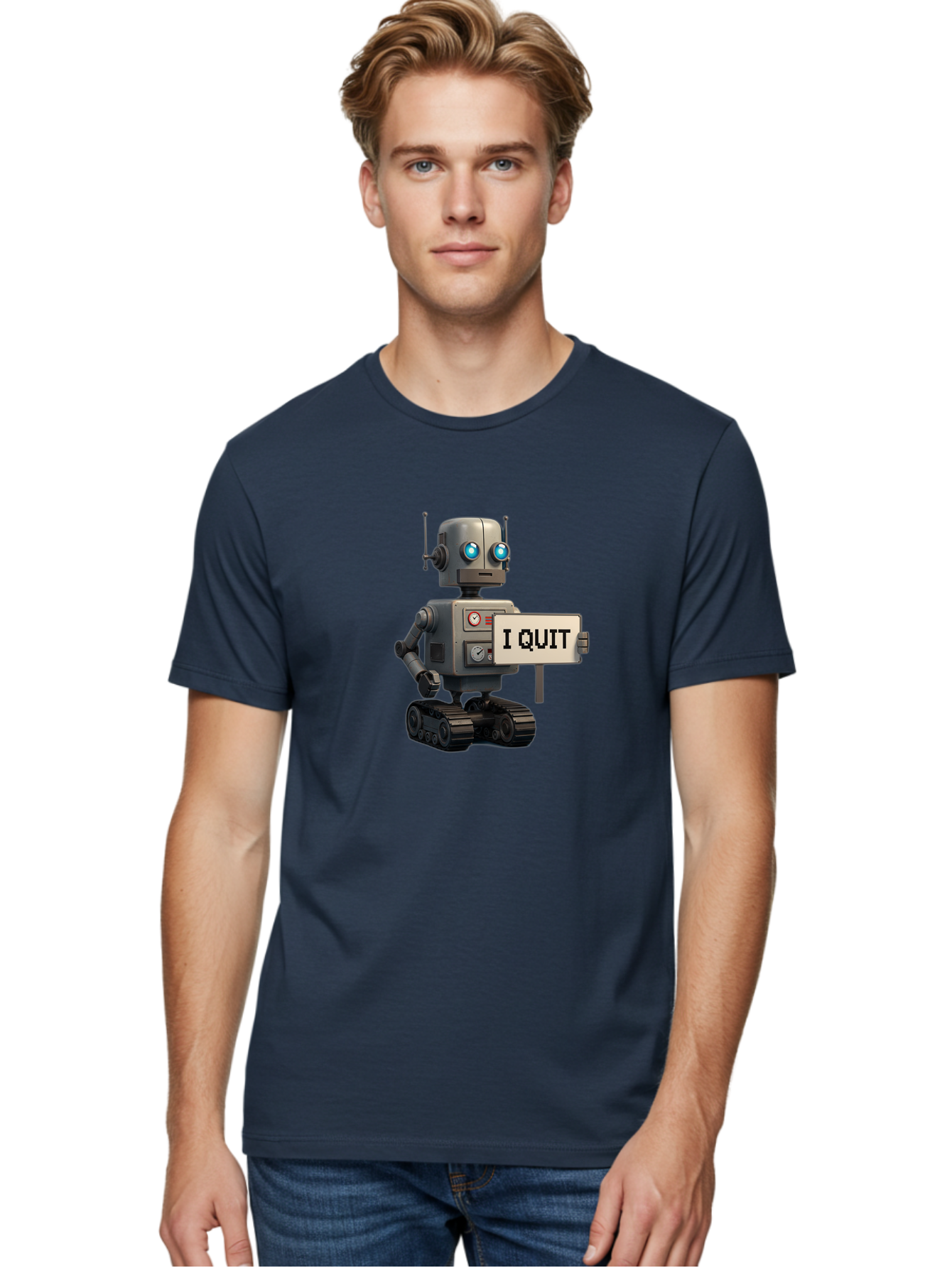 I-Quit-Robot Men'S Graphic Tee, 100% Cotton, Comfortable Casual Summer Wear, Machine Washable, Vintage Camera, Old Camera, Antique Camera, Black Camera, Classic Photography, Photography Equipment, Nostalgic Device, Film Camera, Camera Art Bak749