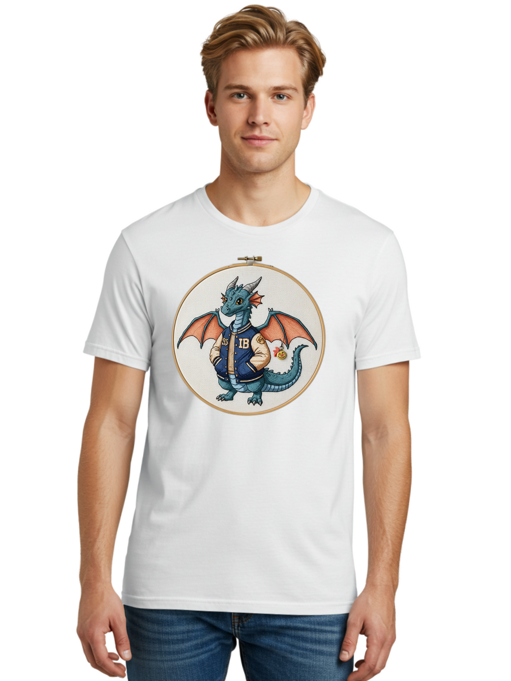 Ib-Dragon-Varsity-Jacket Men'S Graphic Tee, 100% Cotton, Comfortable Casual Summer Wear, Machine Washable, Vintage Camera, Old Camera, Antique Camera, Black Camera, Classic Photography, Photography Equipment, Nostalgic Device, Film Camera, Bak752