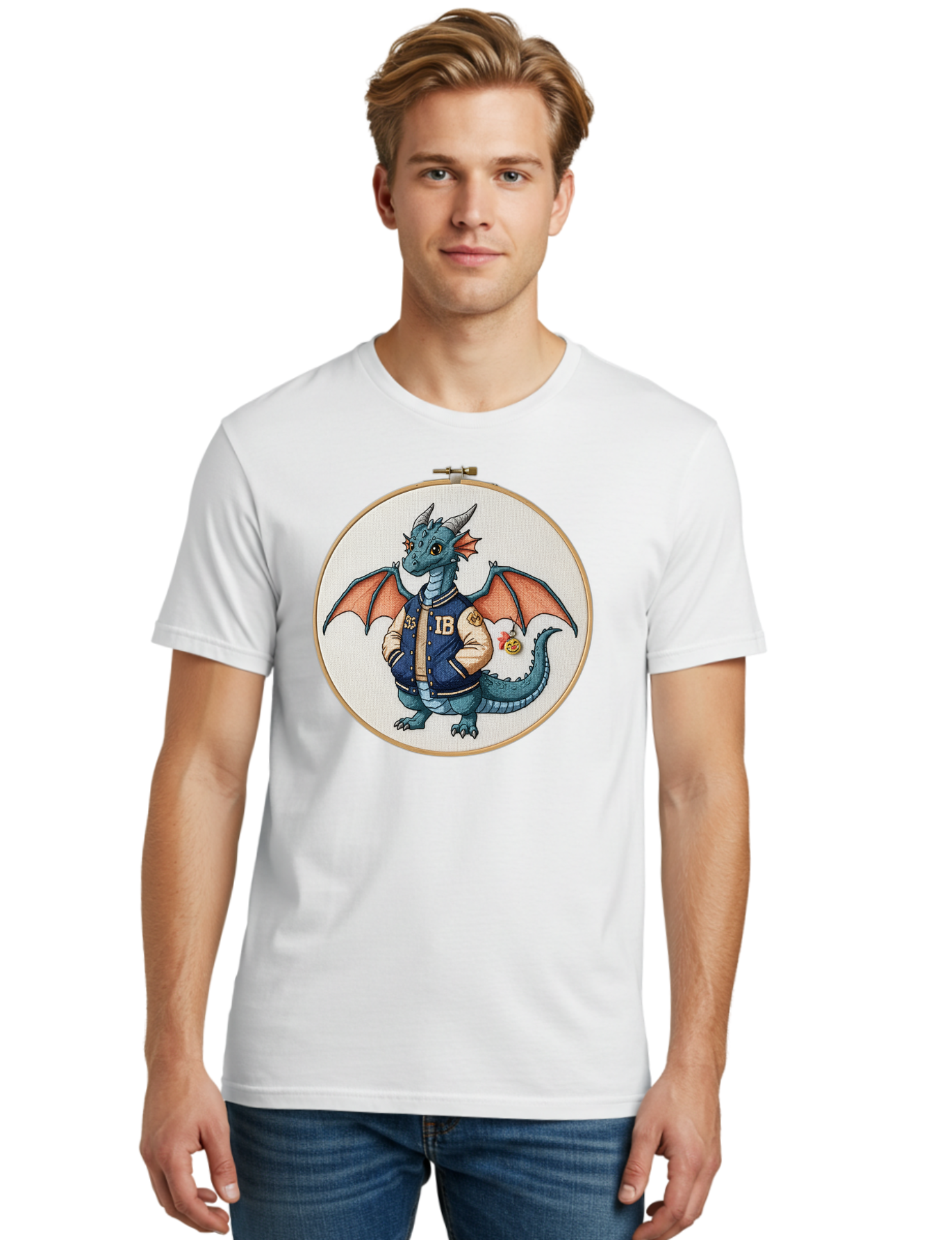 Ib-Dragon-Varsity-Jacket Men'S Graphic Tee, 100% Cotton, Comfortable Casual Summer Wear, Machine Washable, Vintage Camera, Old Camera, Antique Camera, Black Camera, Classic Photography, Photography Equipment, Nostalgic Device, Film Camera, Bak752