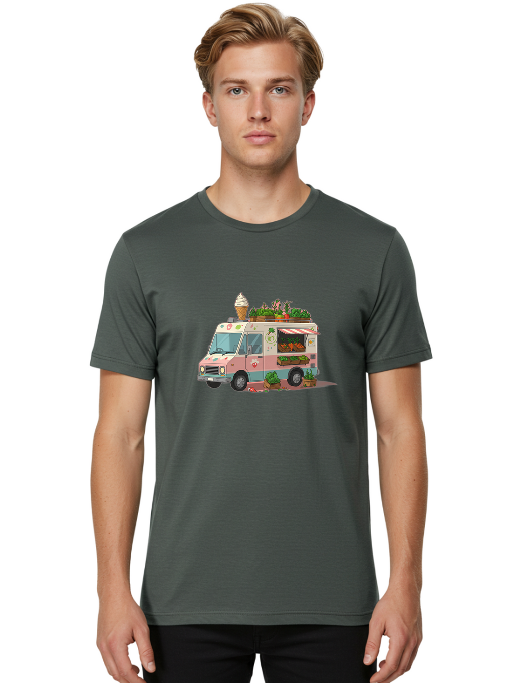 Ice-Cream-Truck Men'S Graphic Tee, 100% Cotton, Comfortable Casual Summer Wear, Machine Washable, Vintage Camera, Old Camera, Antique Camera, Black Camera, Classic Photography, Photography Equipment, Nostalgic Device, Film Camera, Camera Art Bak753