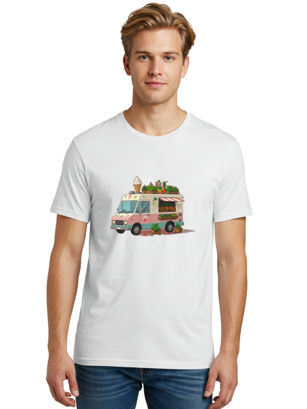 Ice-Cream-Truck Men'S Graphic Tee, 100% Cotton, Comfortable Casual Summer Wear, Machine Washable, Vintage Camera, Old Camera, Antique Camera, Black Camera, Classic Photography, Photography Equipment, Nostalgic Device, Film Camera, Camera Art Bak753