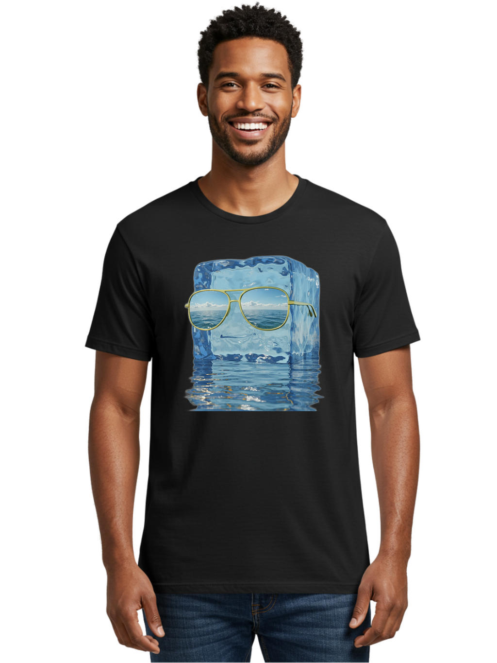 Iceberg-Sunglasses Men'S Graphic Tee, 100% Cotton, Comfortable Casual Summer Wear, Machine Washable, Vintage Camera, Old Camera, Antique Camera, Black Camera, Classic Photography, Photography Equipment, Nostalgic Device, Film Camera, Bak769