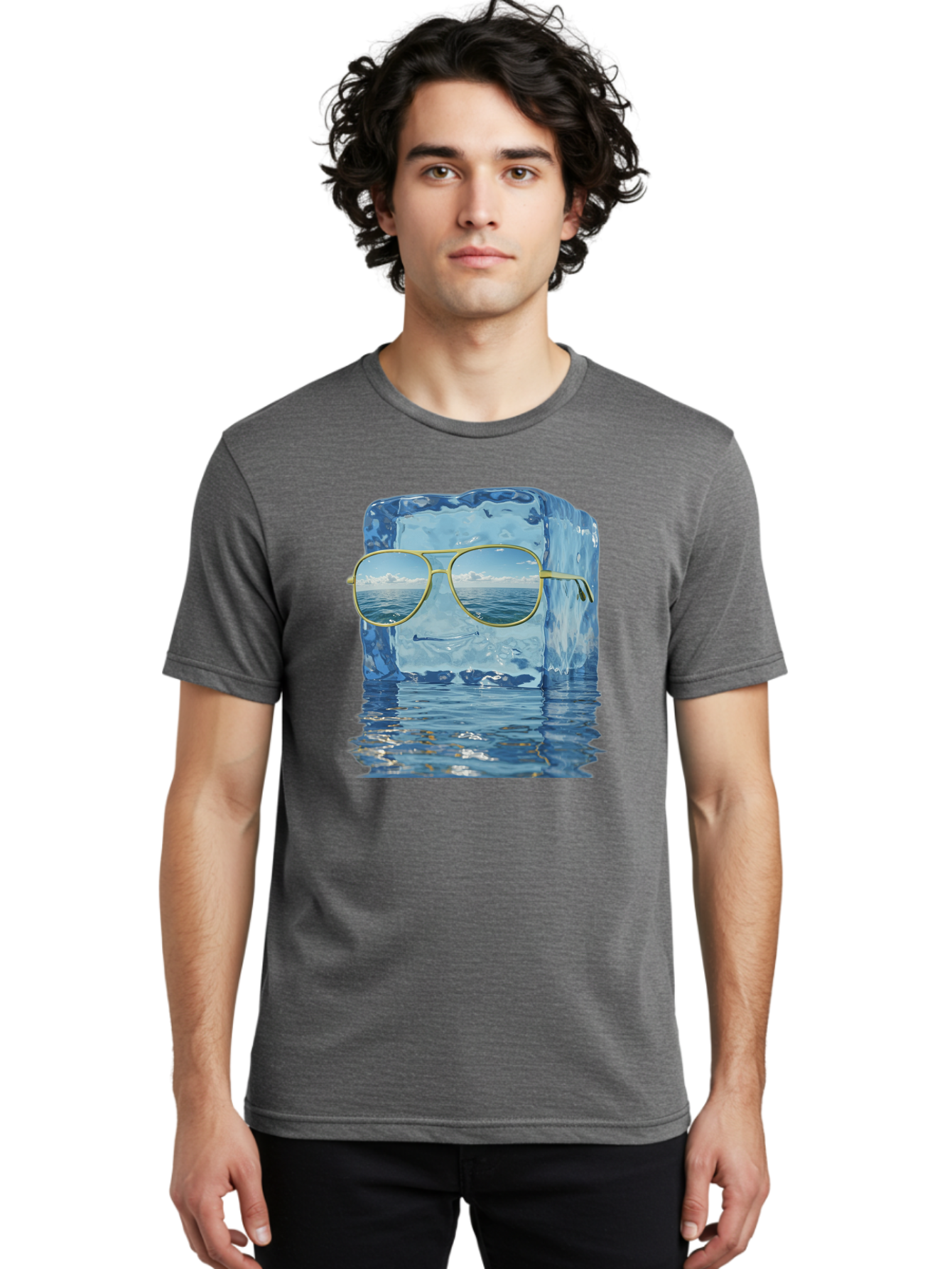 Iceberg-Sunglasses Men'S Graphic Tee, 100% Cotton, Comfortable Casual Summer Wear, Machine Washable, Vintage Camera, Old Camera, Antique Camera, Black Camera, Classic Photography, Photography Equipment, Nostalgic Device, Film Camera, Bak769