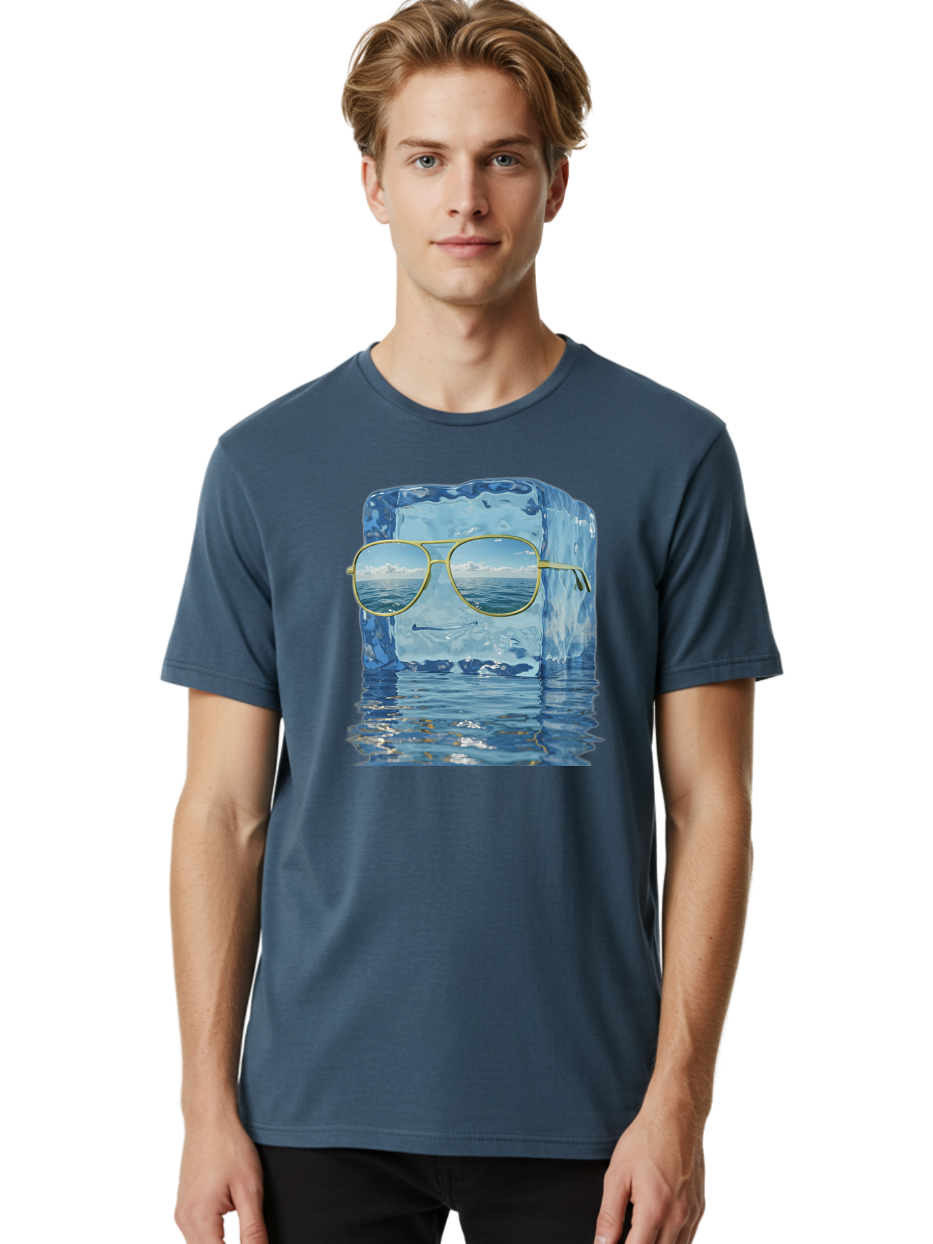Iceberg-Sunglasses Men'S Graphic Tee, 100% Cotton, Comfortable Casual Summer Wear, Machine Washable, Vintage Camera, Old Camera, Antique Camera, Black Camera, Classic Photography, Photography Equipment, Nostalgic Device, Film Camera, Bak769