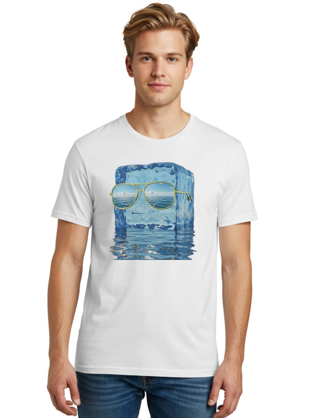 Iceberg-Sunglasses Men'S Graphic Tee, 100% Cotton, Comfortable Casual Summer Wear, Machine Washable, Vintage Camera, Old Camera, Antique Camera, Black Camera, Classic Photography, Photography Equipment, Nostalgic Device, Film Camera, Bak769