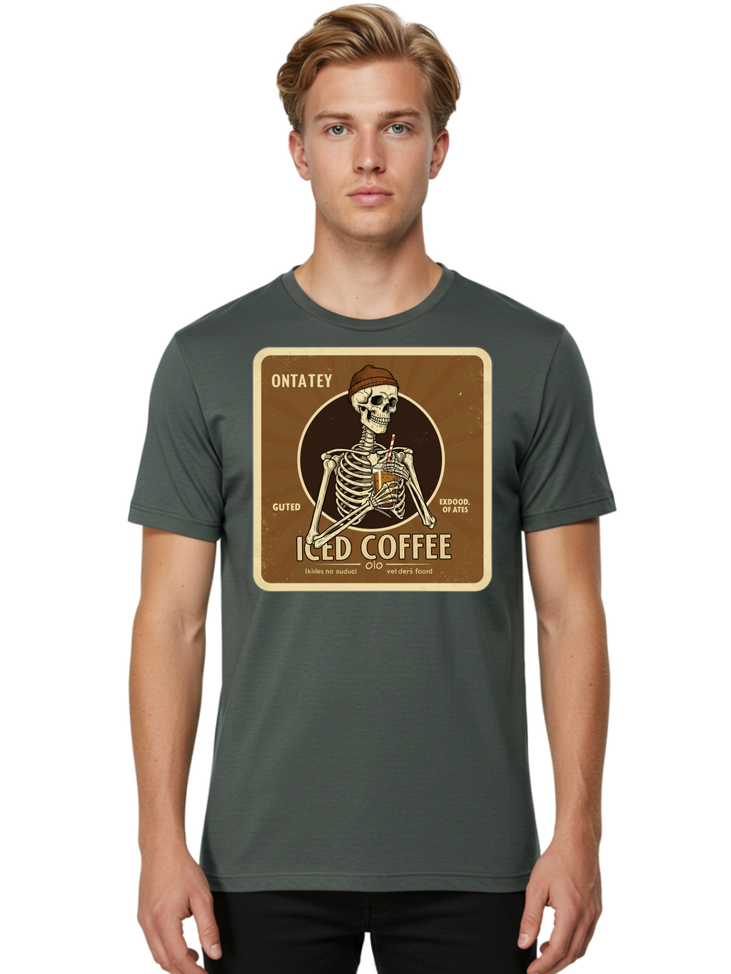Iced-Coffee Men'S Graphic Tee, 100% Cotton, Comfortable Casual Summer Wear, Machine Washable, Vintage Camera, Old Camera, Antique Camera, Black Camera, Classic Photography, Photography Equipment, Nostalgic Device, Film Camera, Camera Art Bak770