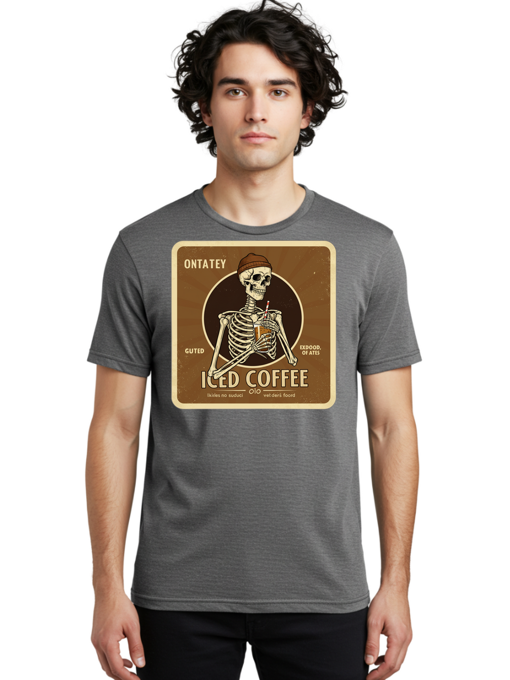 Iced-Coffee Men'S Graphic Tee, 100% Cotton, Comfortable Casual Summer Wear, Machine Washable, Vintage Camera, Old Camera, Antique Camera, Black Camera, Classic Photography, Photography Equipment, Nostalgic Device, Film Camera, Camera Art Bak770