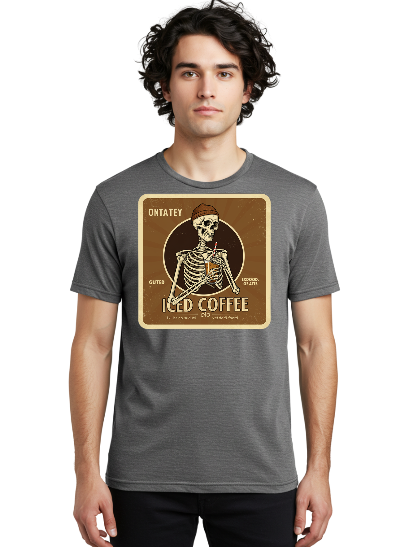 Iced-Coffee Men'S Graphic Tee, 100% Cotton, Comfortable Casual Summer Wear, Machine Washable, Vintage Camera, Old Camera, Antique Camera, Black Camera, Classic Photography, Photography Equipment, Nostalgic Device, Film Camera, Camera Art Bak770